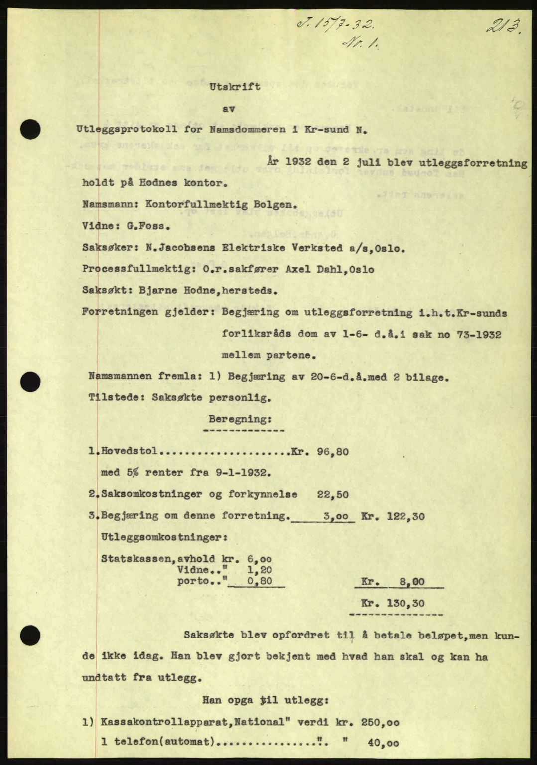 Kristiansund byfogd, SAT/A-4587/A/27: Pantebok nr. 26, 1931-1933, Tingl.dato: 15.07.1932