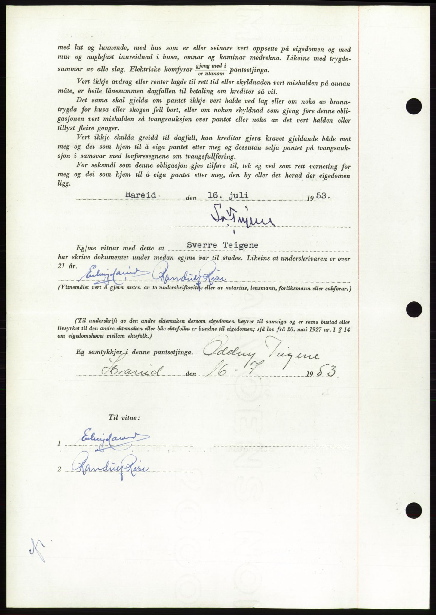 Søre Sunnmøre sorenskriveri, AV/SAT-A-4122/1/2/2C/L0123: Pantebok nr. 11B, 1953-1953, Dagboknr: 1811/1953