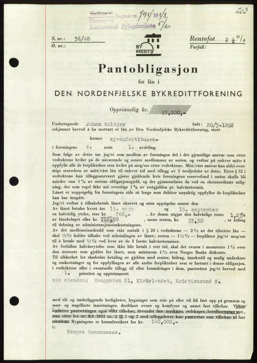 Kristiansund byfogd, AV/SAT-A-4587/A/27: Pantebok nr. 44, 1947-1948, Dagboknr: 794/1948