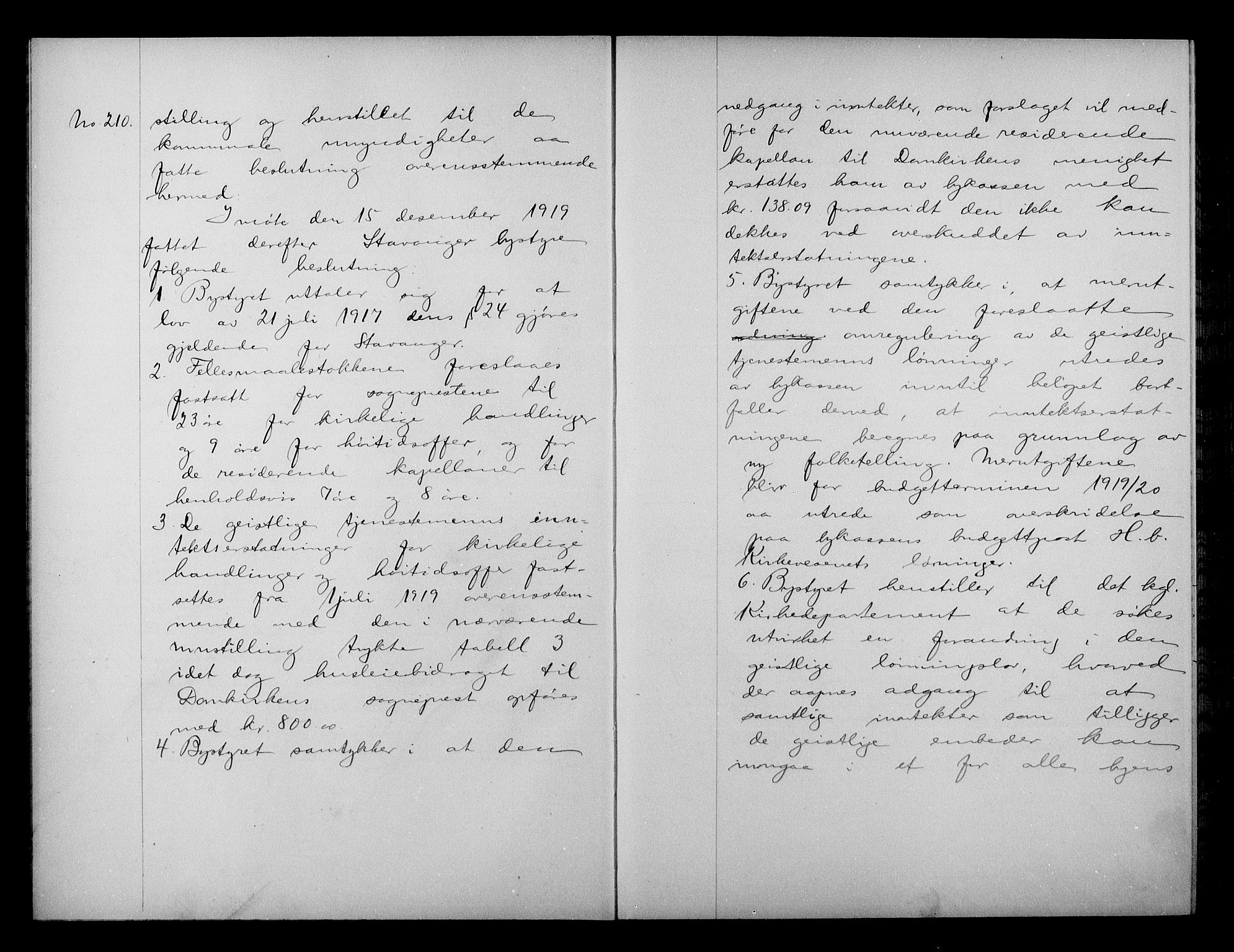 Kirke- og undervisningsdepartementet, Kontoret  for kirke og geistlighet A, AV/RA-S-1007/A/Aa/L0332: Referatprotokoll bd. 2. Ref.nr. 210-234, 1920