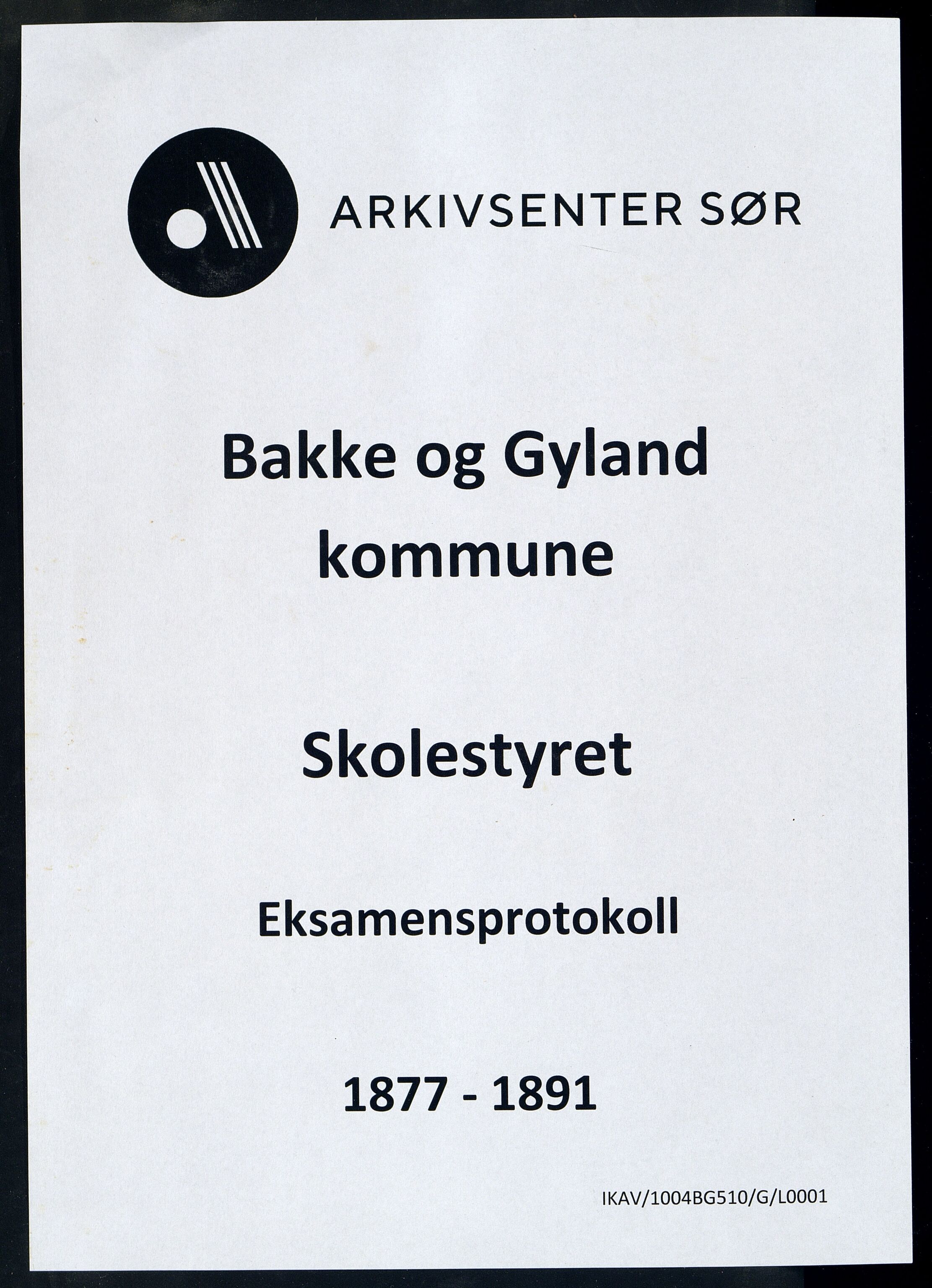 Bakke og Gyland kommune - Skolekommisjonen/Skolestyret, ARKSOR/1004BG510/G/L0001: Eksamensprotokoll, 1877-1891