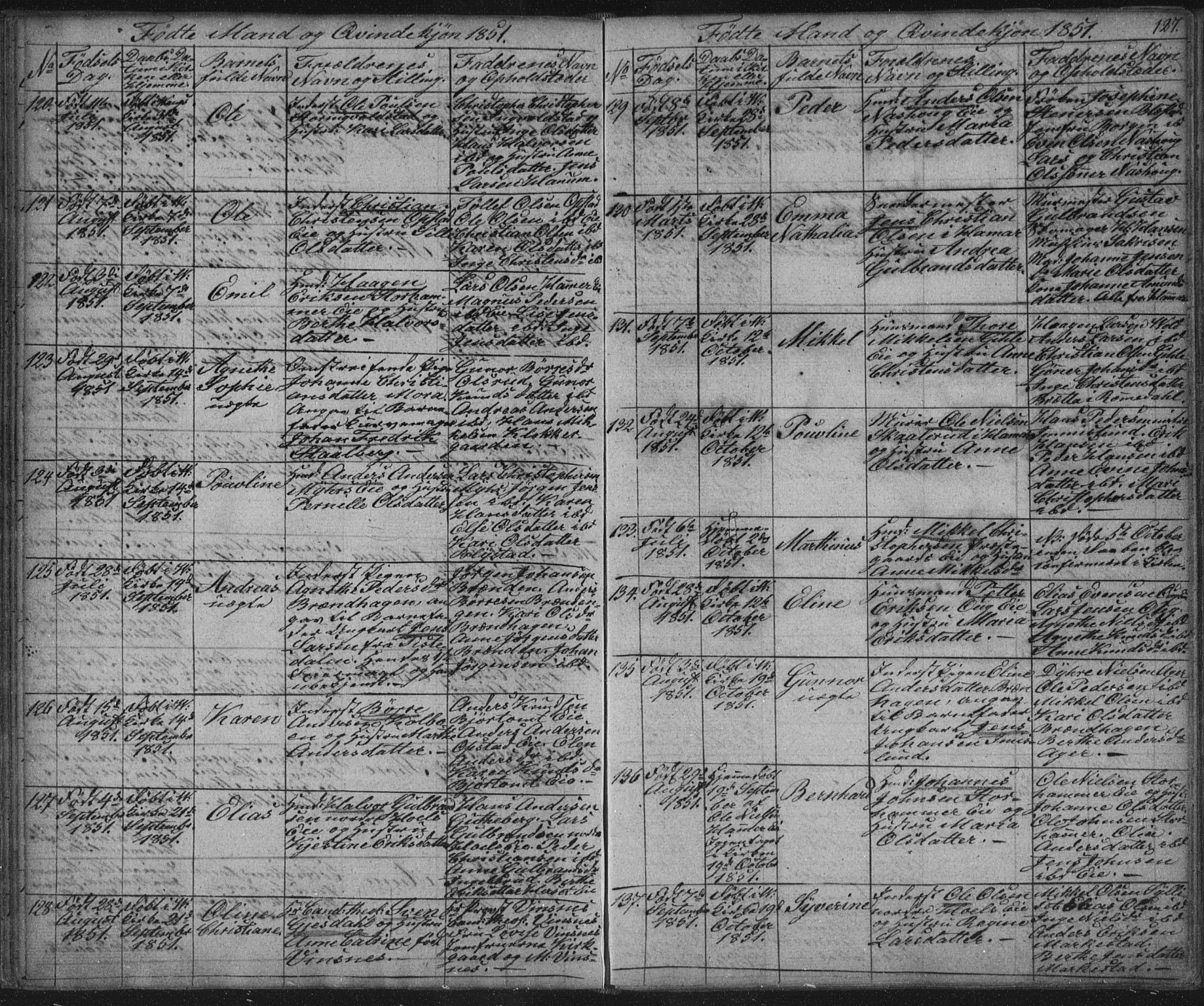 Vang prestekontor, Hedmark, SAH/PREST-008/H/Ha/Hab/L0008: Klokkerbok nr. 8, 1832-1854, s. 127