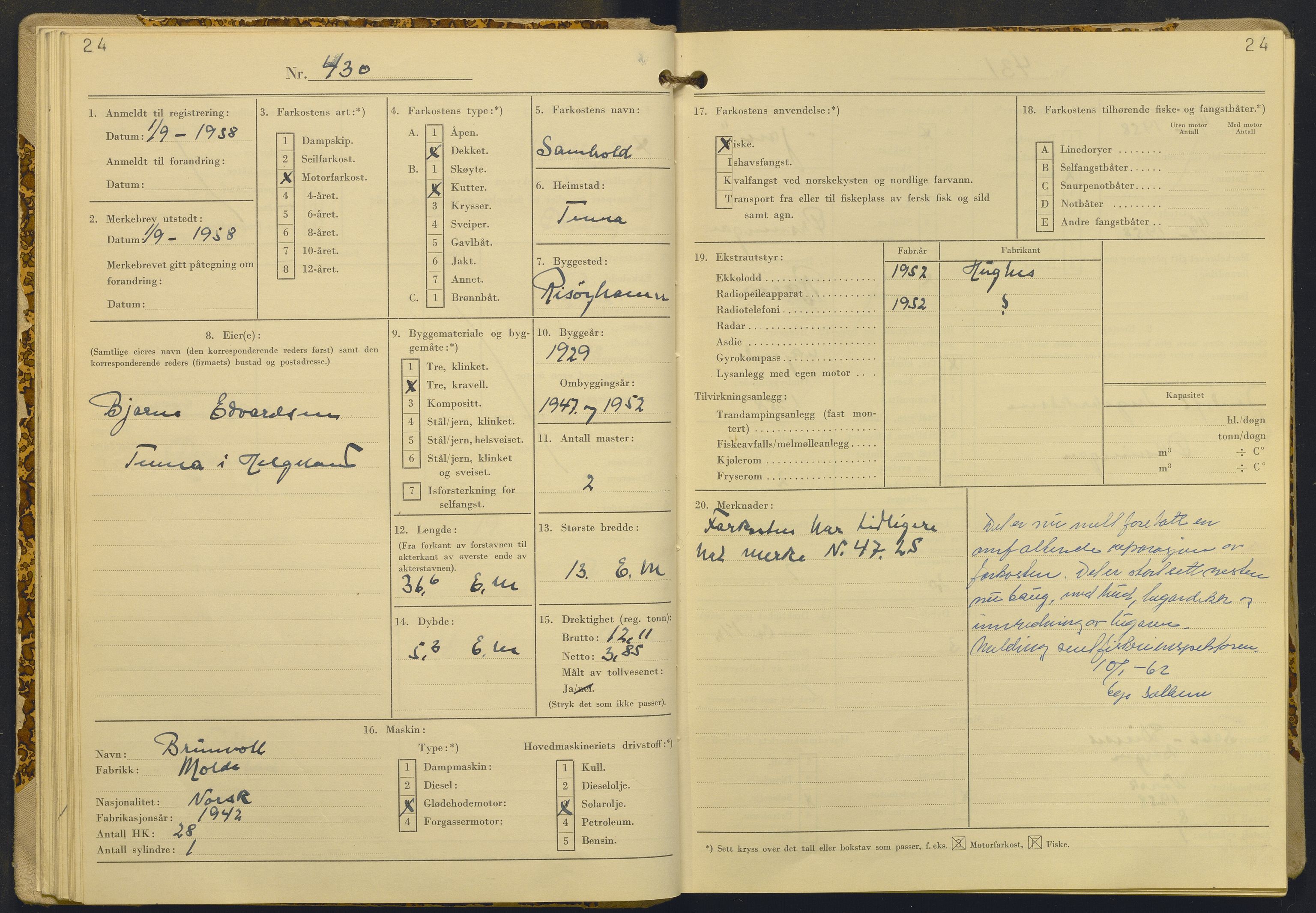Fiskeridirektoratet - 1 Adm. ledelse - 13 Båtkontoret, AV/SAB-A-2003/I/Ia/Iac/L0085: 135.0329/5 Merkeprotokoll - Herøy, 1956-1965