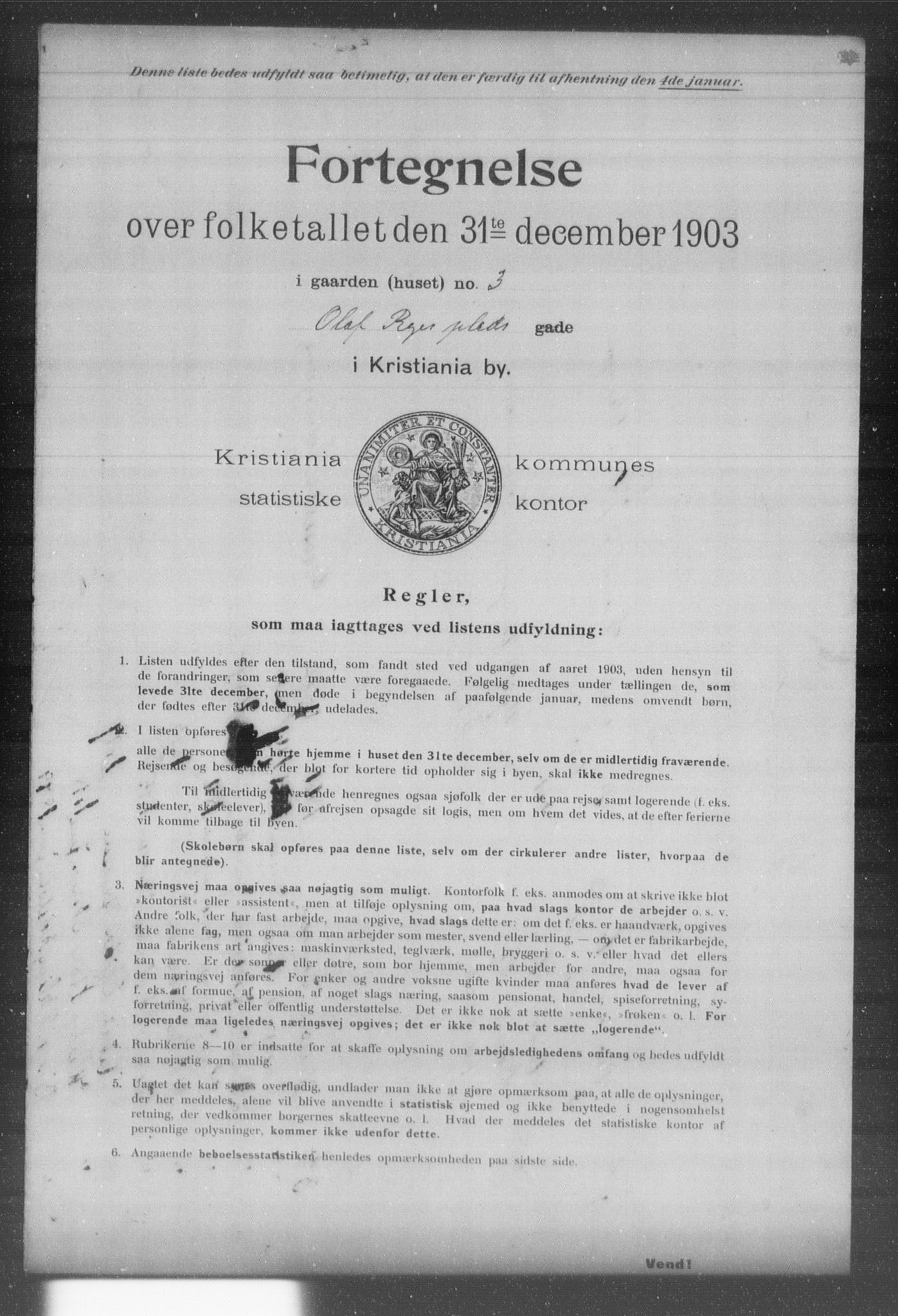 OBA, Kommunal folketelling 31.12.1903 for Kristiania kjøpstad, 1903, s. 14654