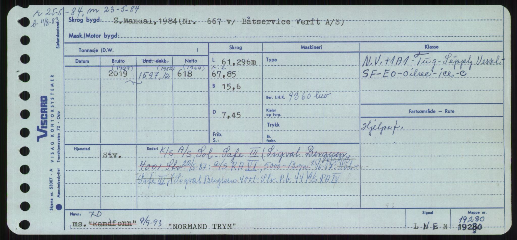 Sjøfartsdirektoratet med forløpere, Skipsmålingen, RA/S-1627/H/Ha/L0004/0001: Fartøy, Mas-R / Fartøy, Mas-Odd, s. 795