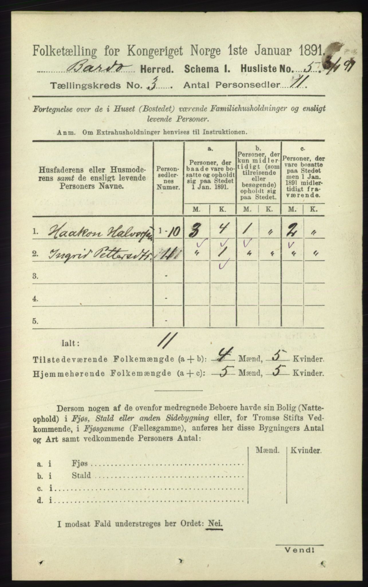 RA, Folketelling 1891 for 1922 Bardu herred, 1891, s. 864