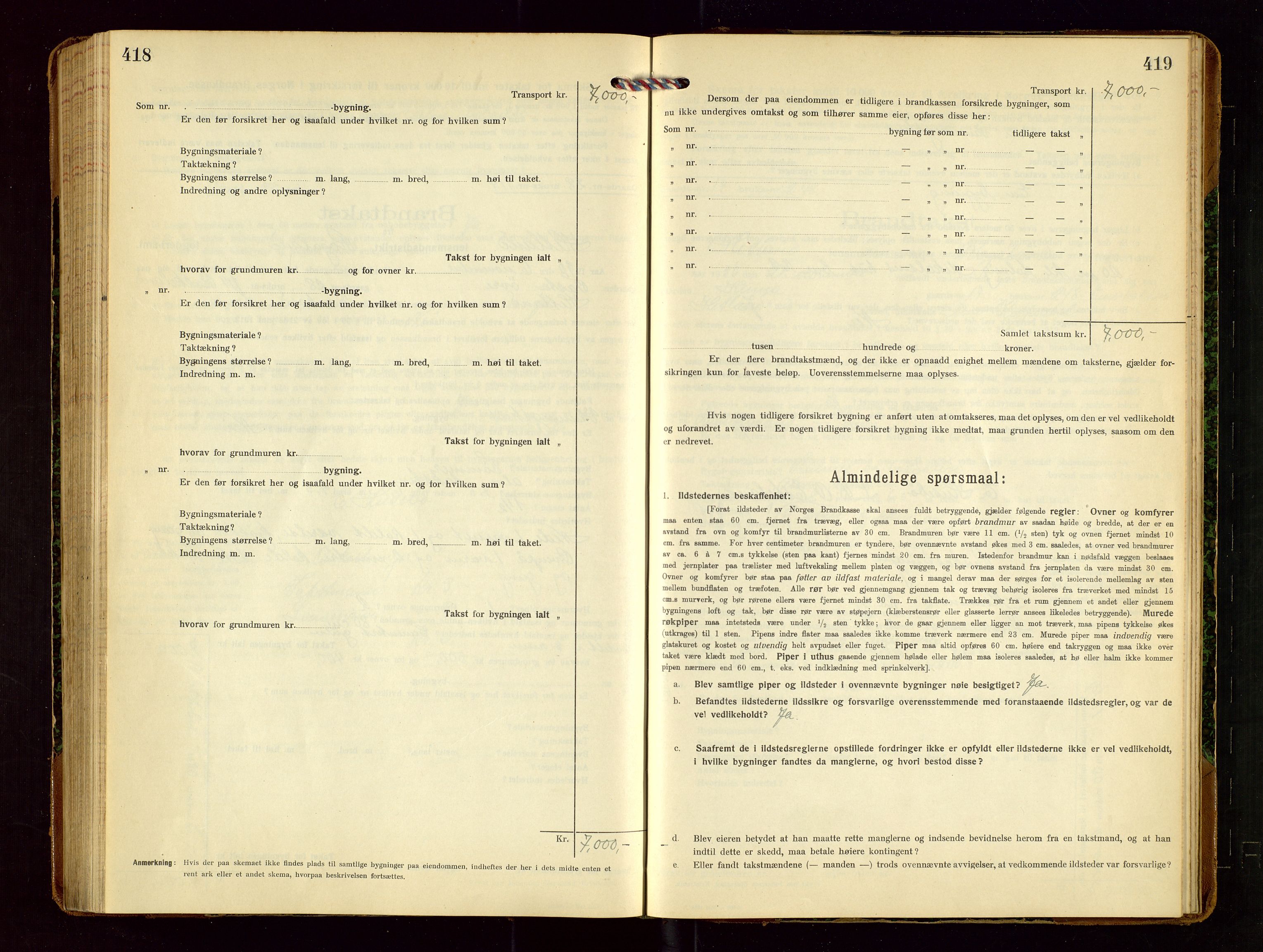 Hetland lensmannskontor, SAST/A-100101/Gob/L0002: "Brandtakstprotokol", 1918-1932, s. 418-419