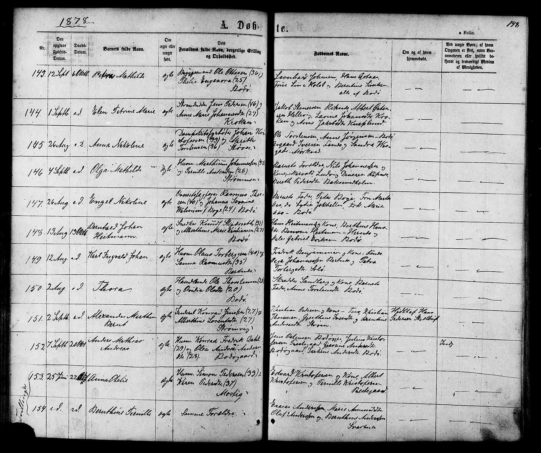 Ministerialprotokoller, klokkerbøker og fødselsregistre - Nordland, AV/SAT-A-1459/801/L0029: Klokkerbok nr. 801C04, 1868-1878, s. 148