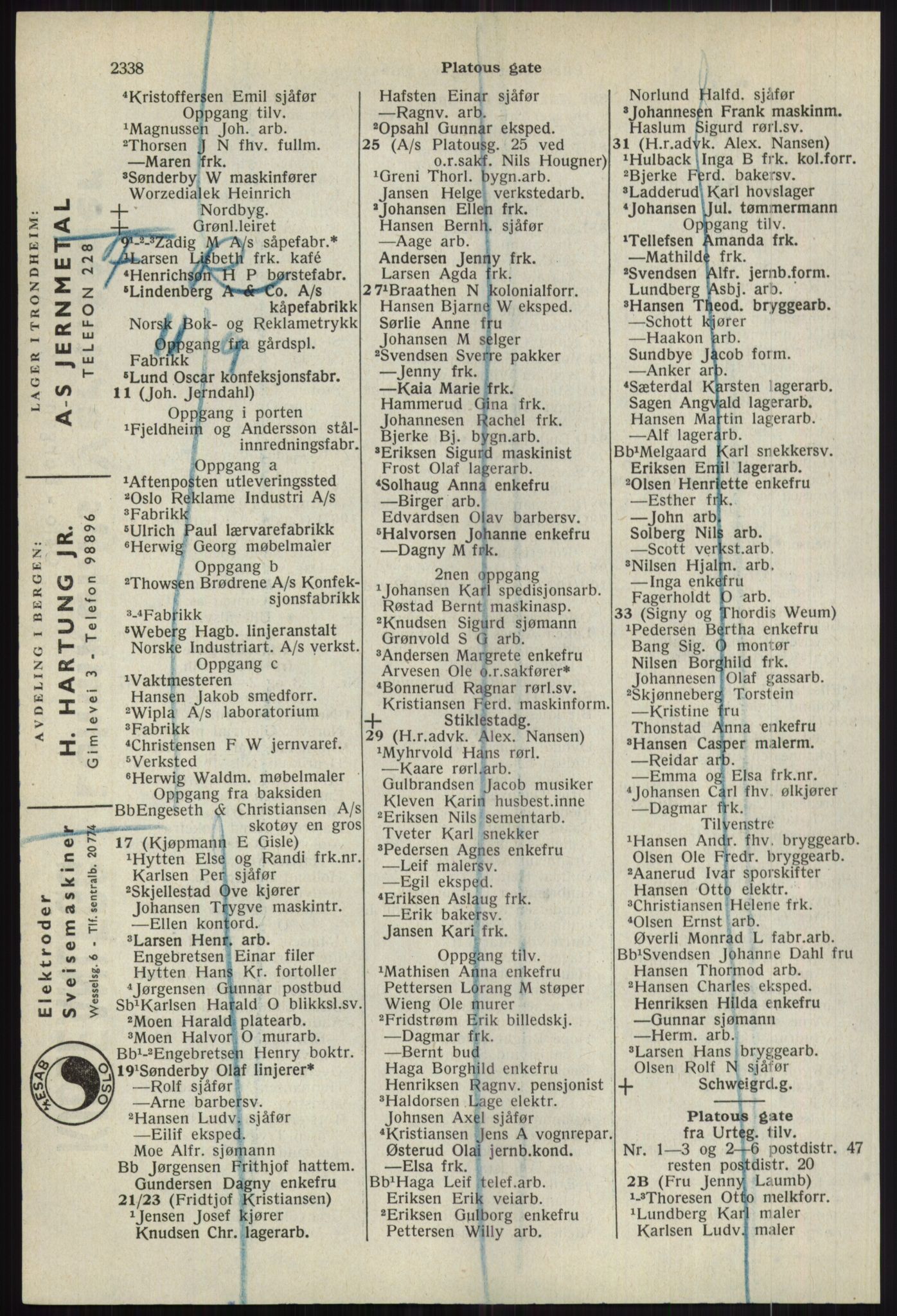 Kristiania/Oslo adressebok, PUBL/-, 1941, s. 2338