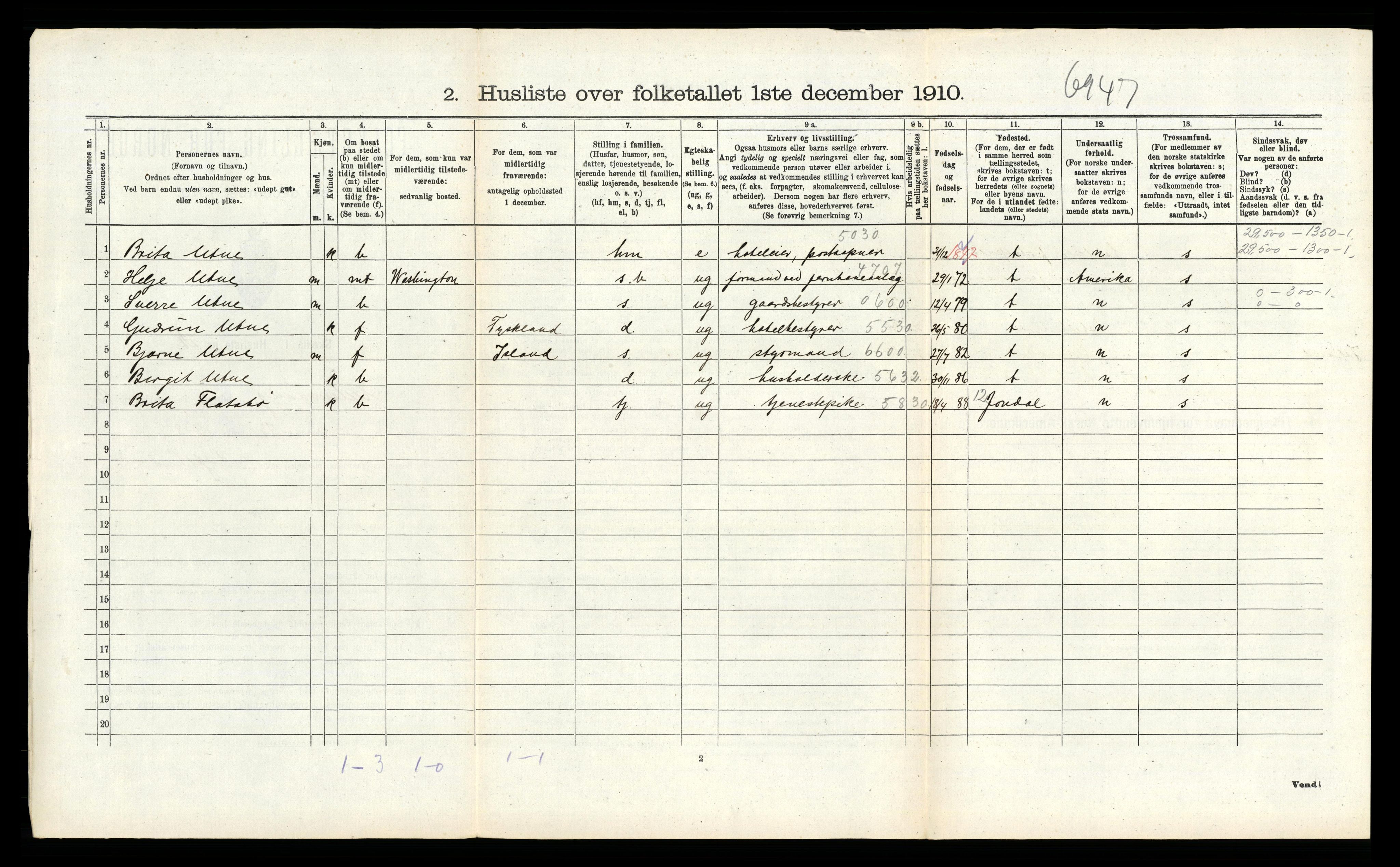 RA, Folketelling 1910 for 1230 Ullensvang herred, 1910, s. 2014