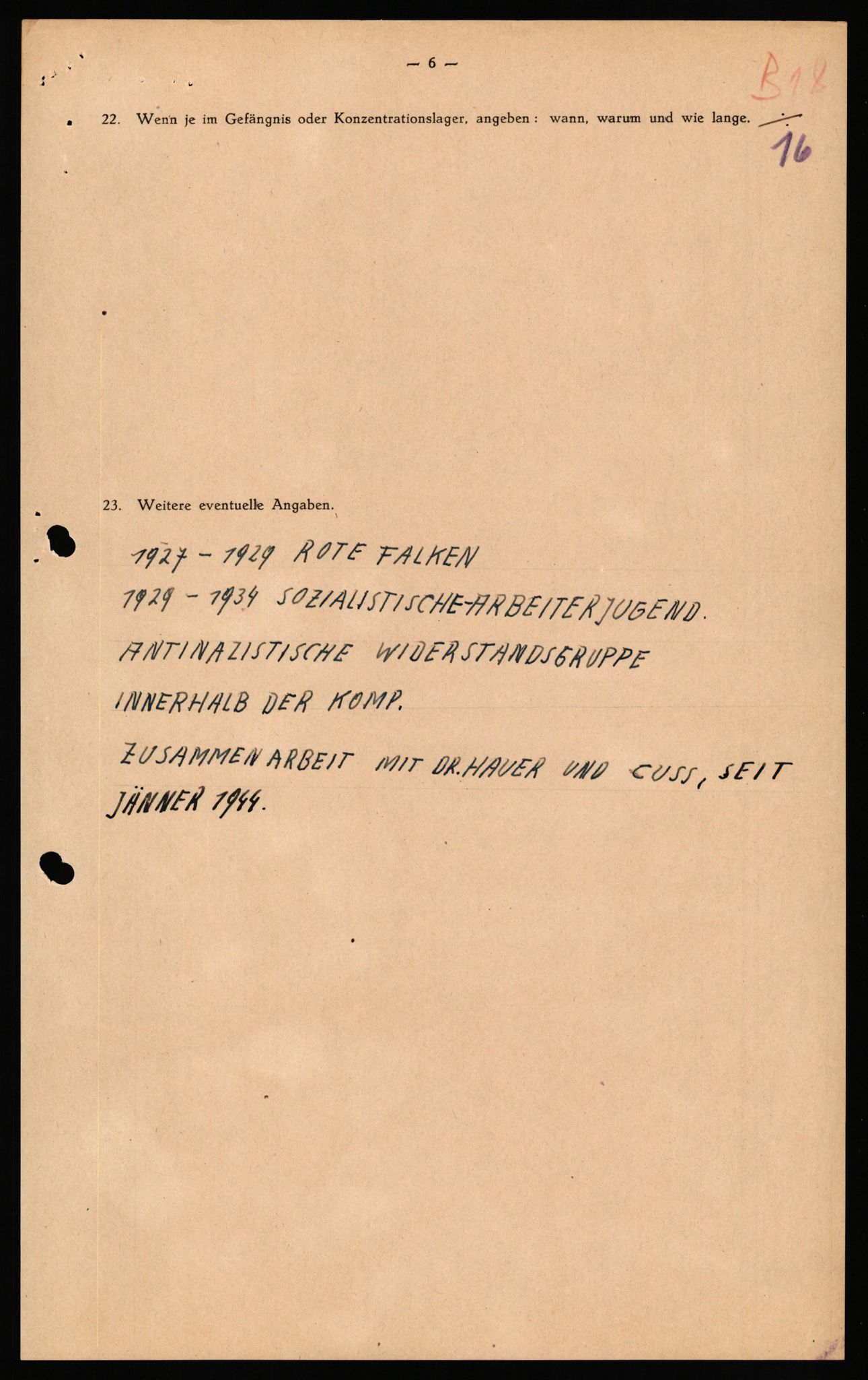Forsvaret, Forsvarets overkommando II, AV/RA-RAFA-3915/D/Db/L0038: CI Questionaires. Tyske okkupasjonsstyrker i Norge. Østerrikere., 1945-1946, s. 129