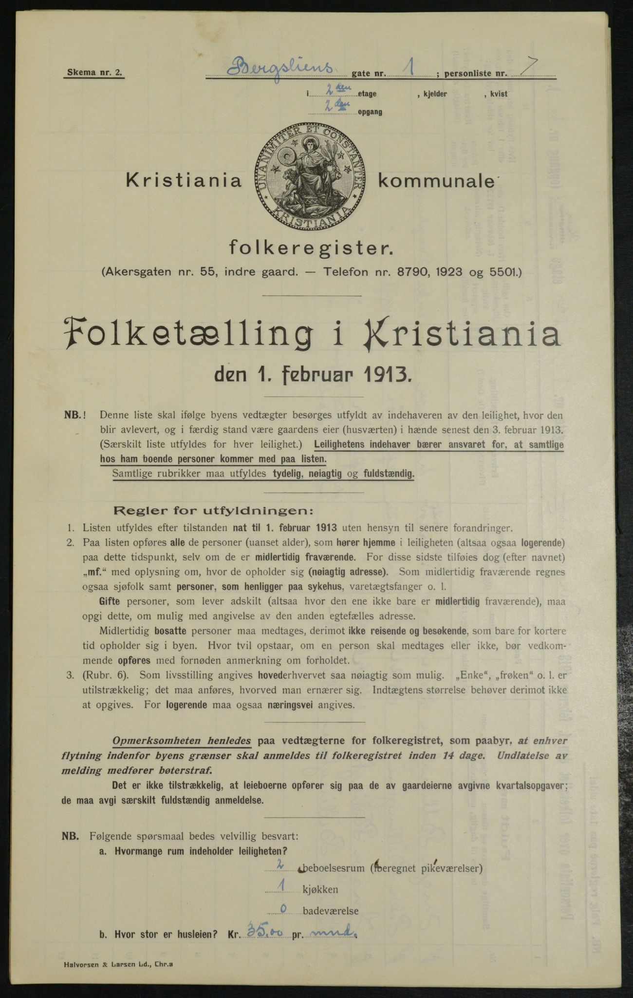 OBA, Kommunal folketelling 1.2.1913 for Kristiania, 1913, s. 3868