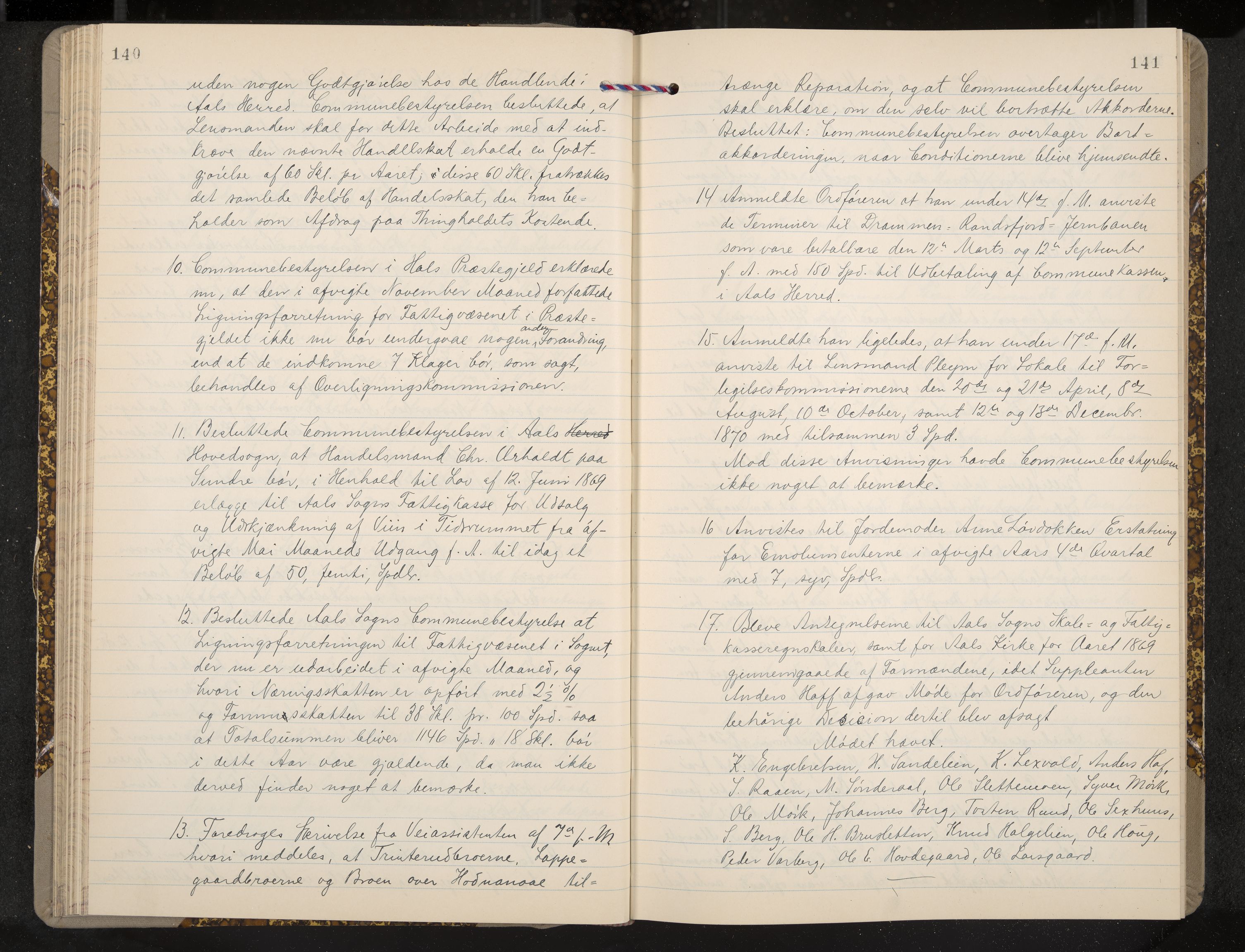 Ål formannskap og sentraladministrasjon, IKAK/0619021/A/Aa/L0003: Utskrift av møtebok, 1864-1880, s. 140-141