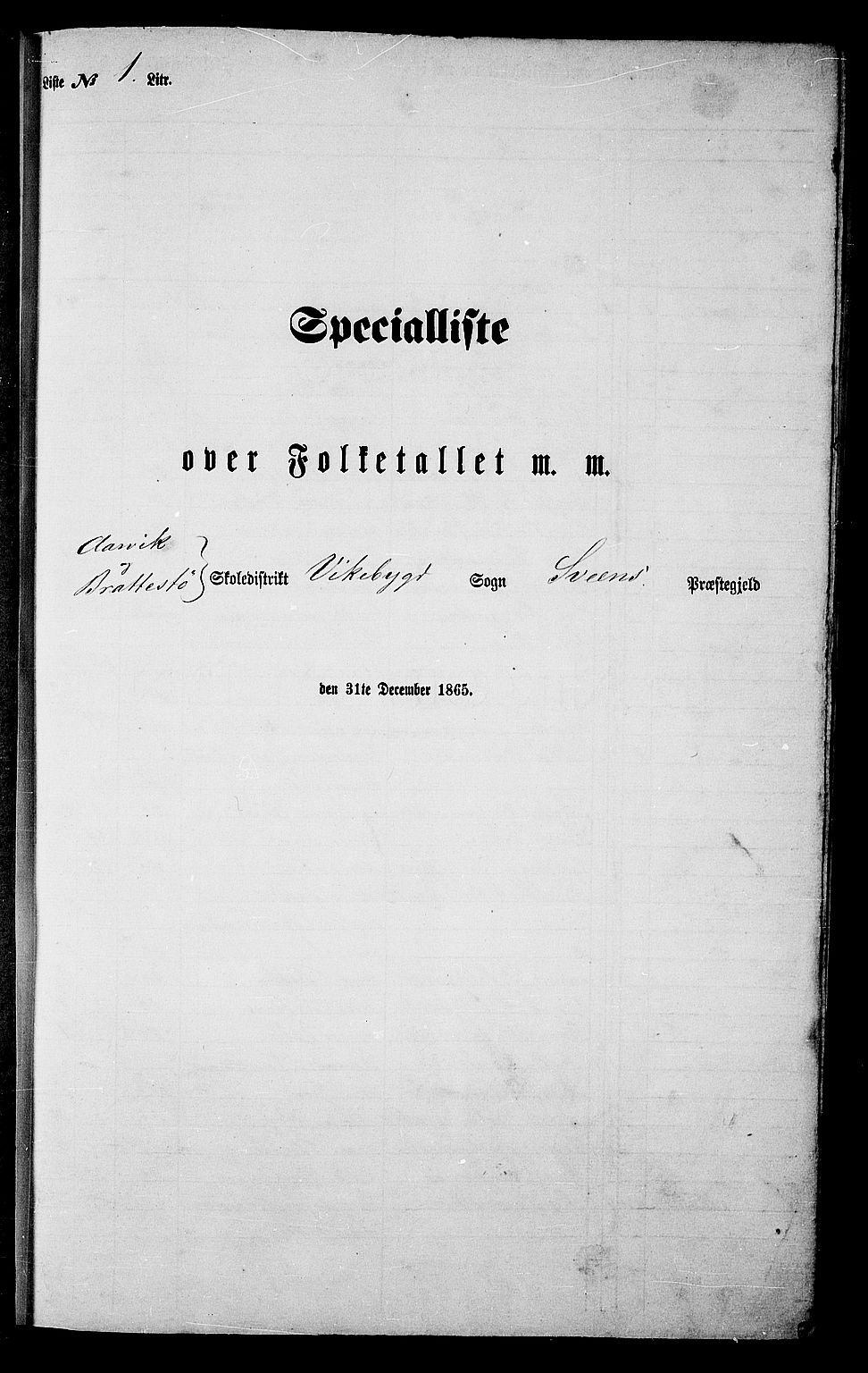 RA, Folketelling 1865 for 1216P Sveio prestegjeld, 1865, s. 23