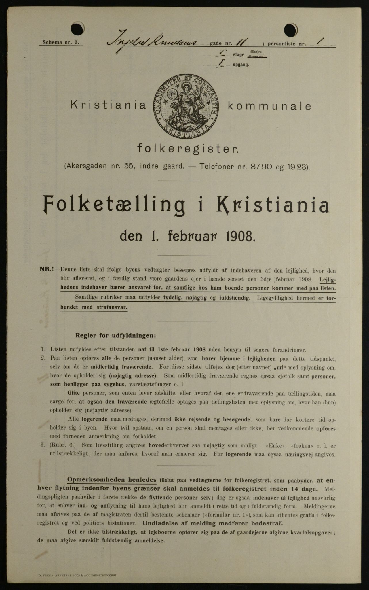 OBA, Kommunal folketelling 1.2.1908 for Kristiania kjøpstad, 1908, s. 39419