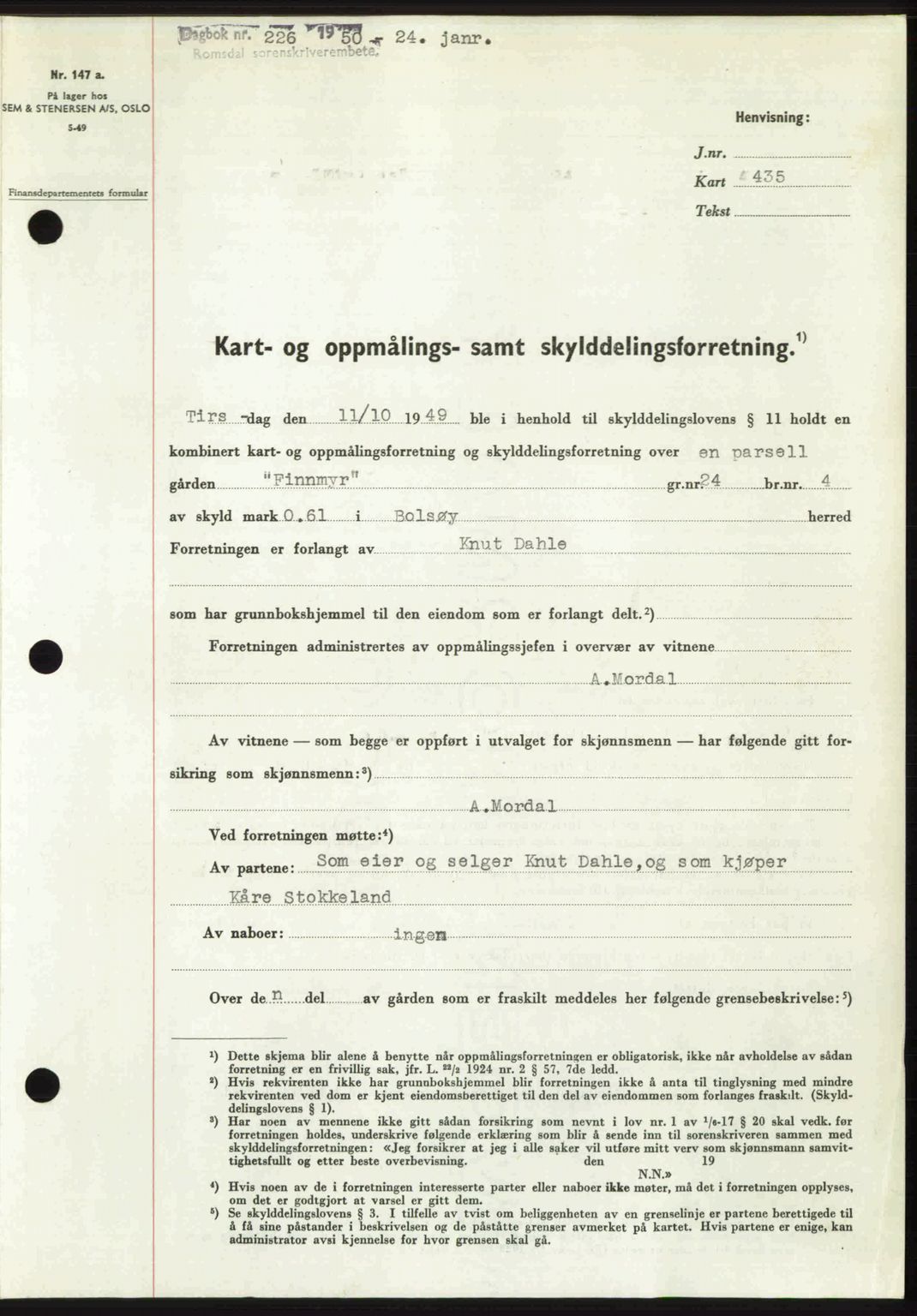 Romsdal sorenskriveri, SAT/A-4149/1/2/2C: Pantebok nr. A32, 1950-1950, Dagboknr: 226/1950