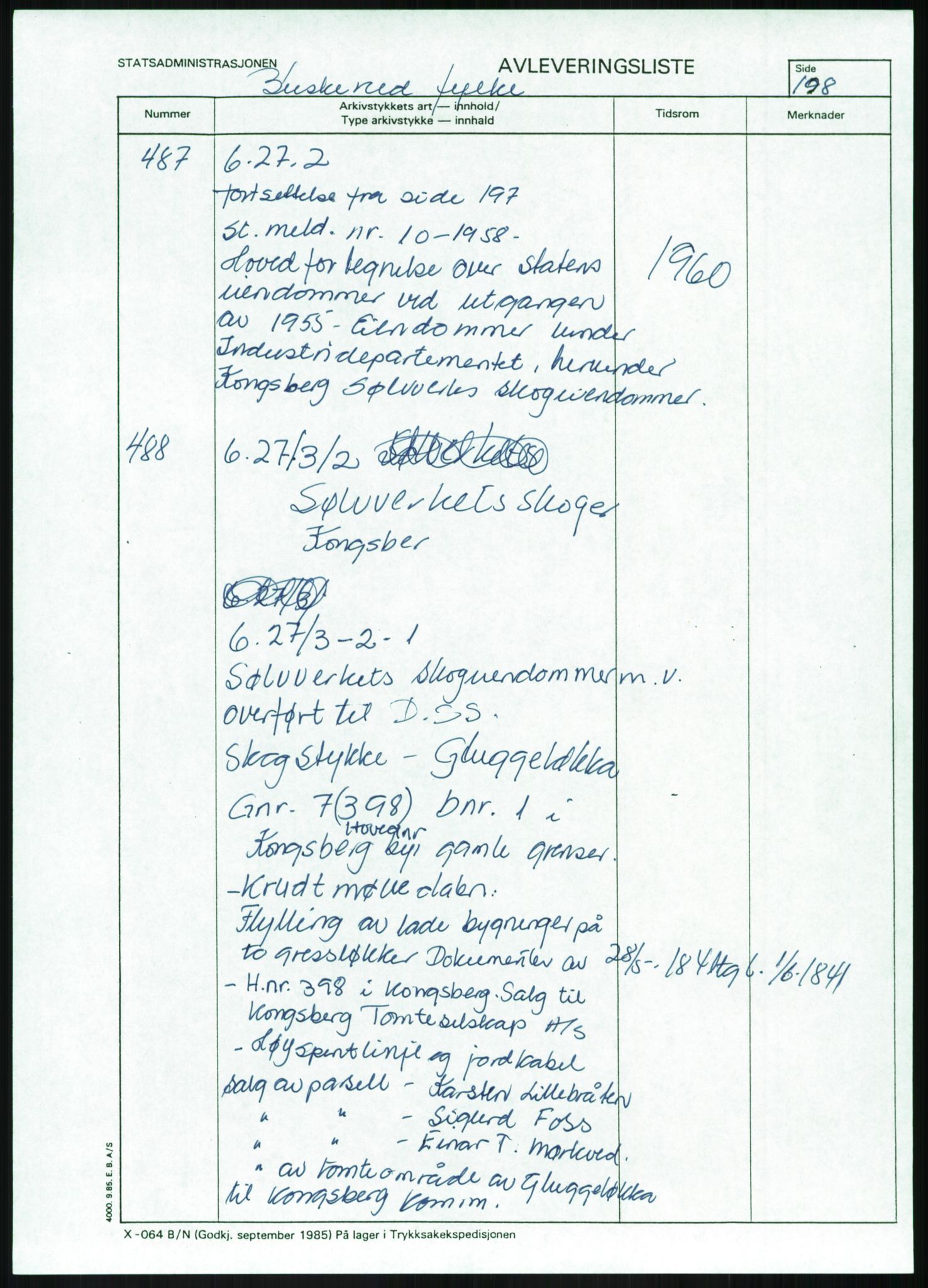 Direktoratet for statens skoger, AV/RA-S-1600/2/E/Eg/L0002: Arkivliste for 10.11-serien. Akershus til Sør-Trøndelag fylke. Mappenr. 1 - 925, 1957-1992, s. 199