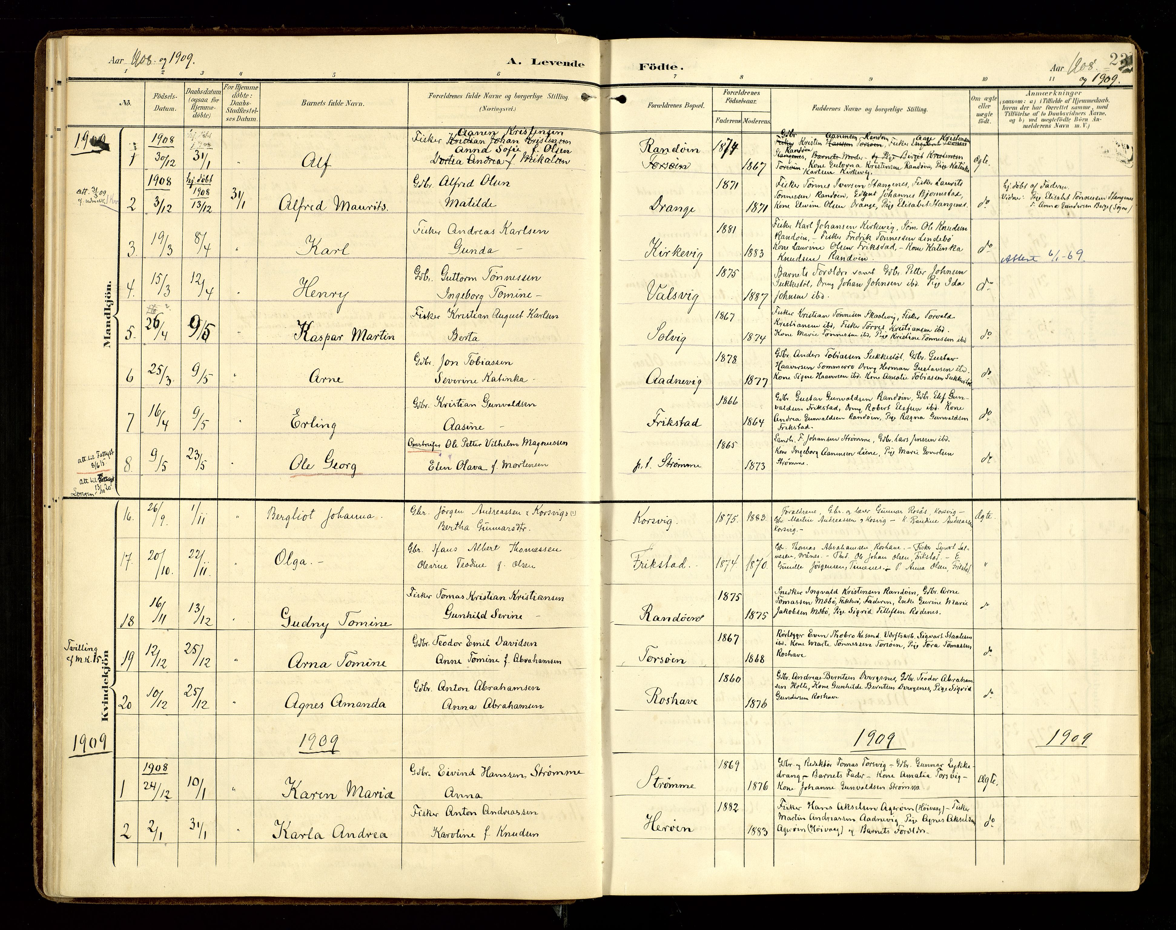 Oddernes sokneprestkontor, SAK/1111-0033/F/Fa/Fab/L0003: Ministerialbok nr. A 3, 1903-1916, s. 23