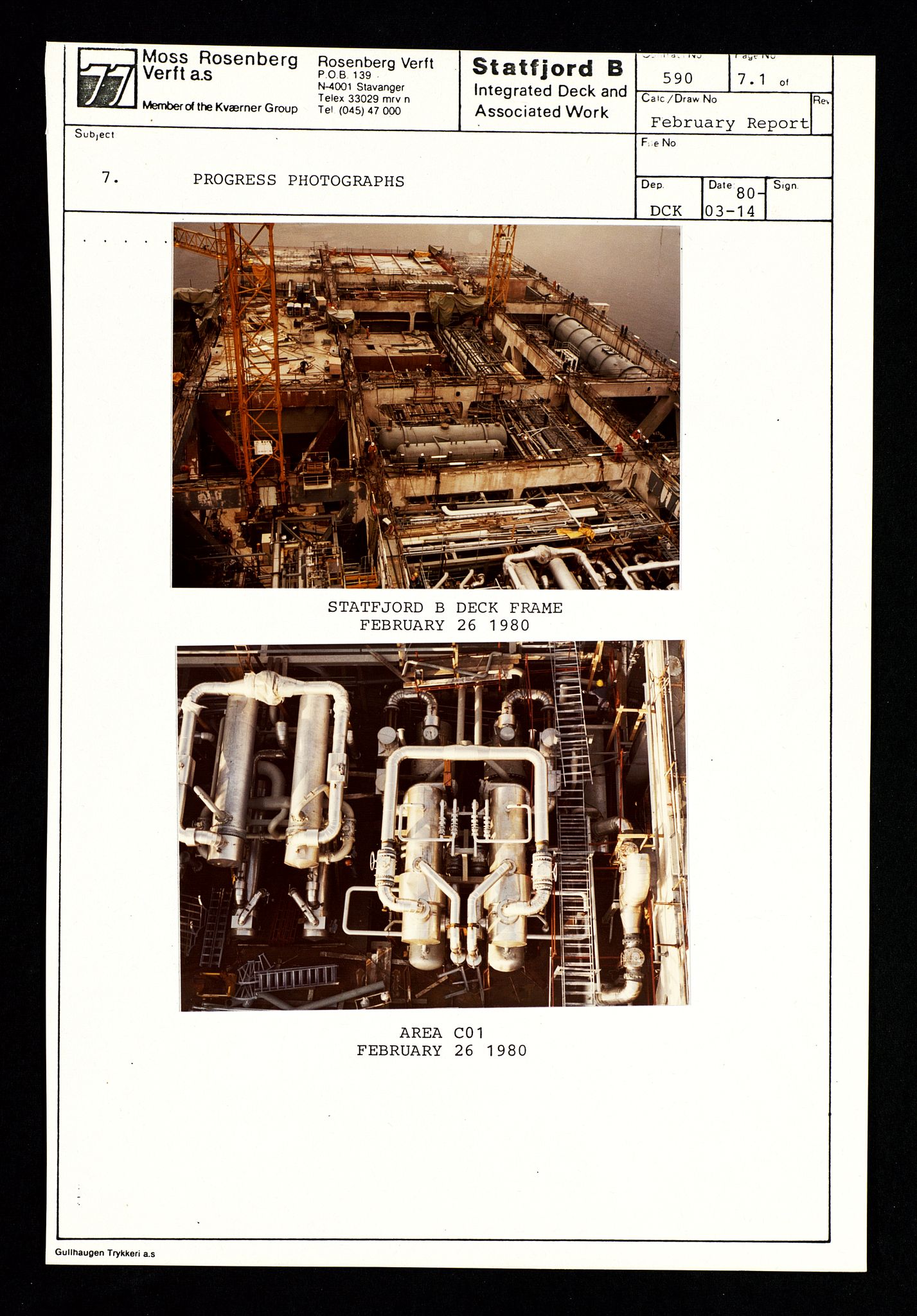 Pa 1400 - Moss Rosenberg Verft A/S, SAST/A-101696/E/Eb/Ebg/L0001: Statfjord B: Deck og offshore, 1979-1982, s. 25