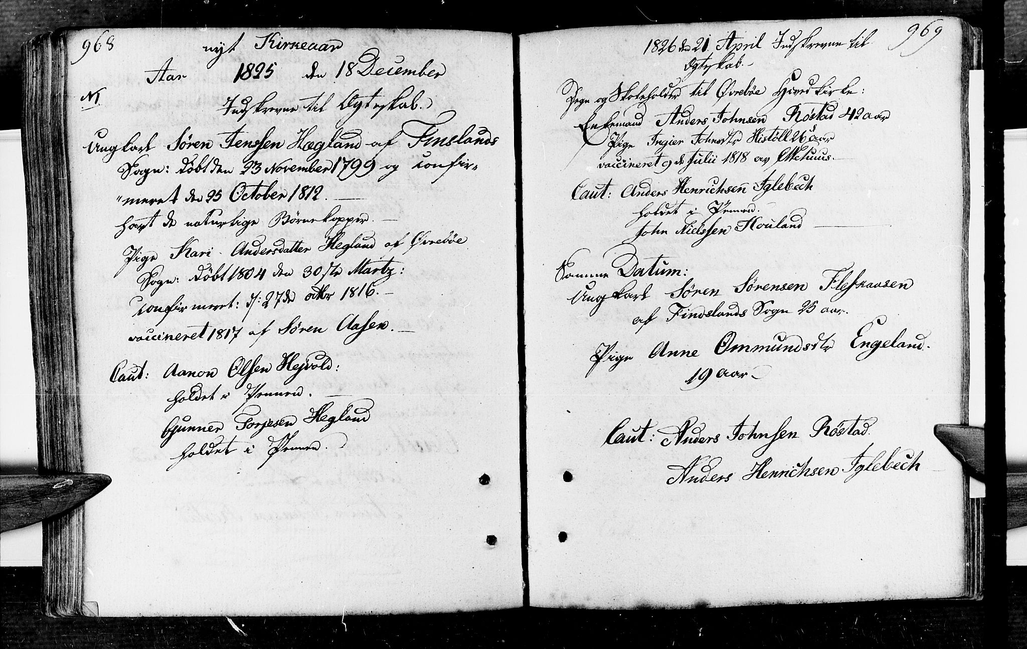 Vennesla sokneprestkontor, AV/SAK-1111-0045/Fa/Fac/L0002: Ministerialbok nr. A 2, 1785-1834, s. 968-969