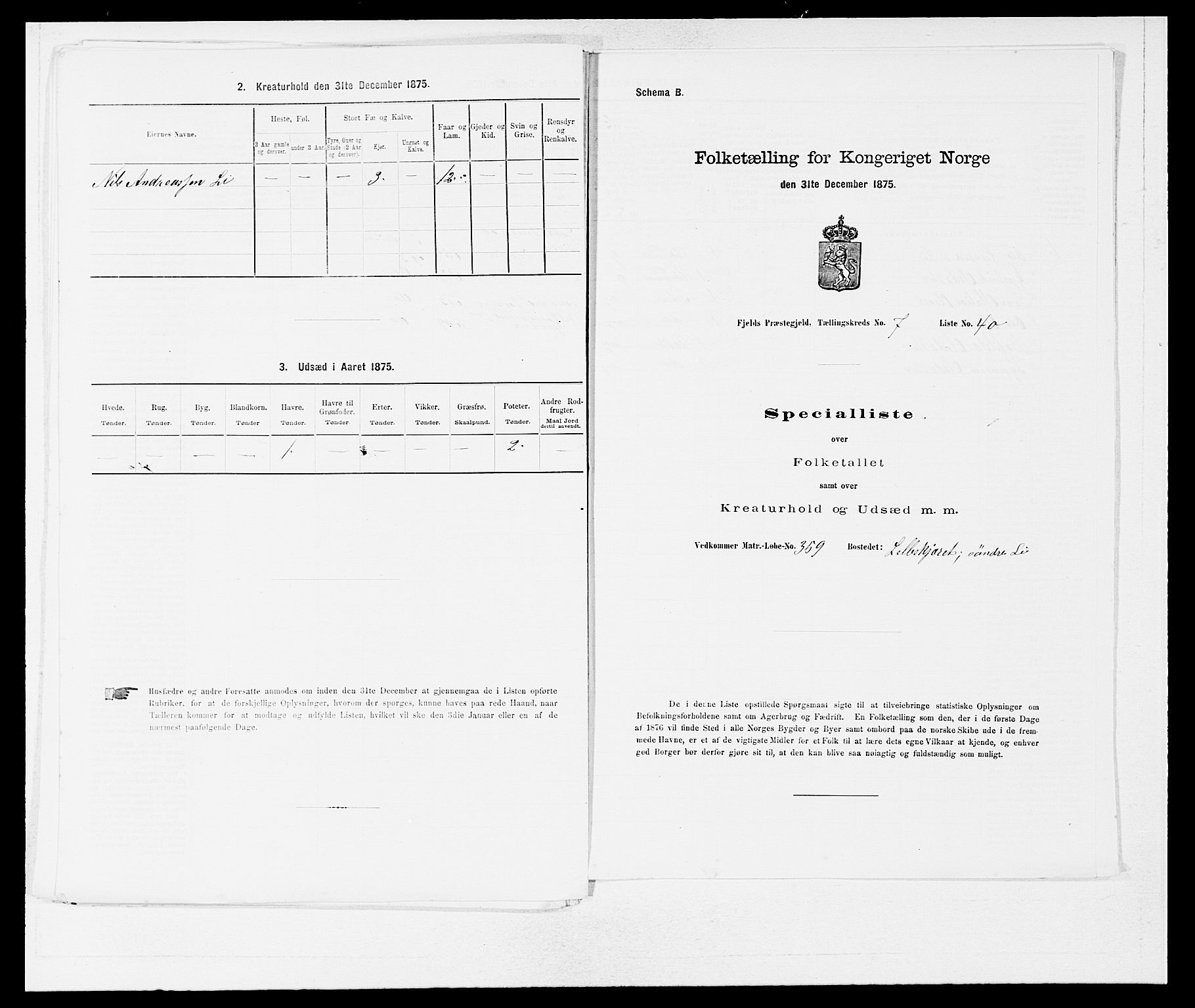 SAB, Folketelling 1875 for 1246P Fjell prestegjeld, 1875, s. 923