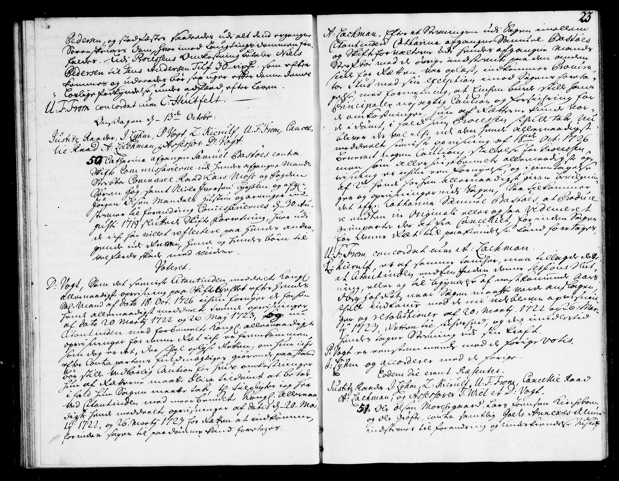 Overhoffretten 1667-1797, AV/RA-EA-2884/Ac/L0163: Voteringsprotokoll, 1728, s. 22b-23a