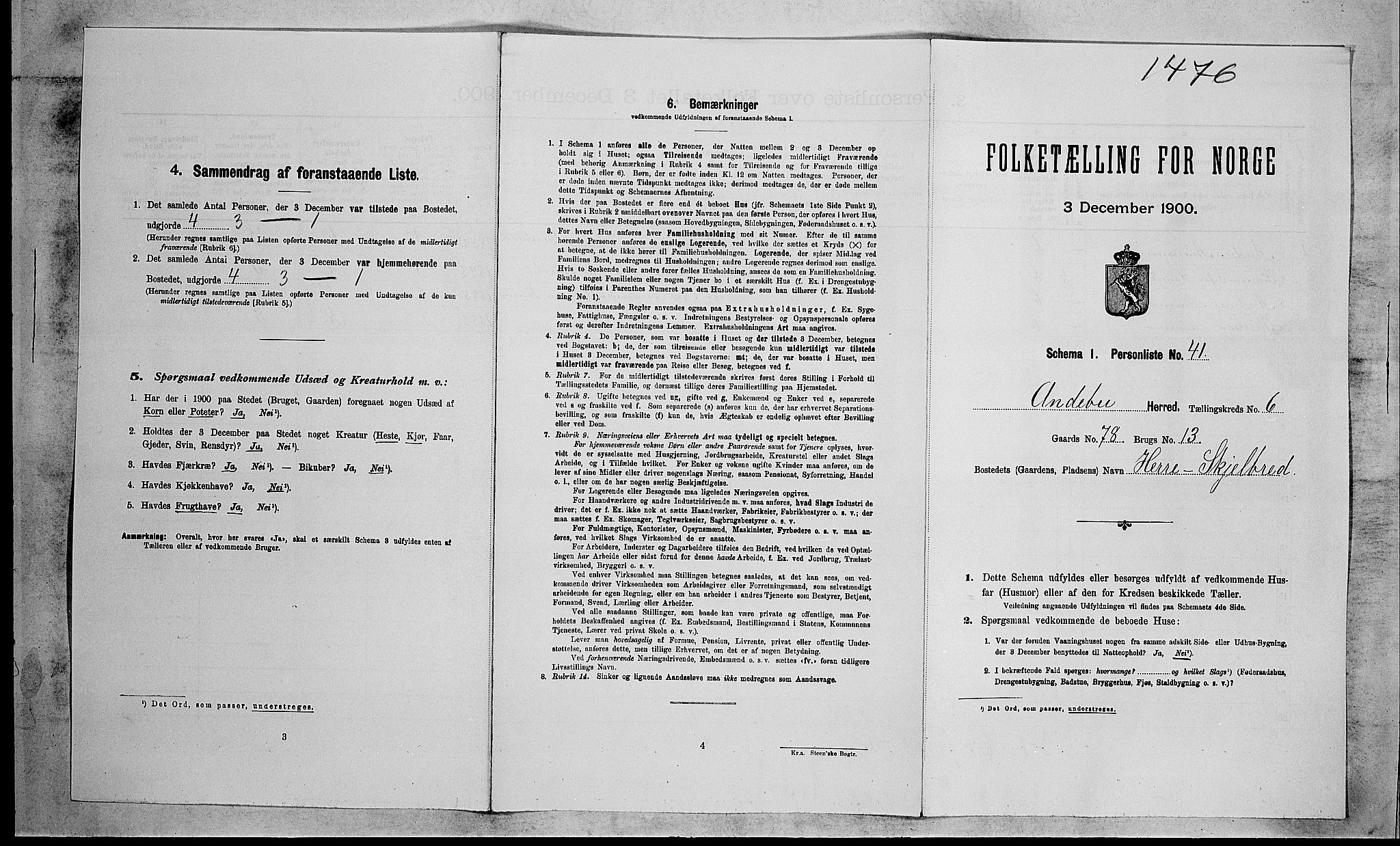 RA, Folketelling 1900 for 0719 Andebu herred, 1900, s. 687