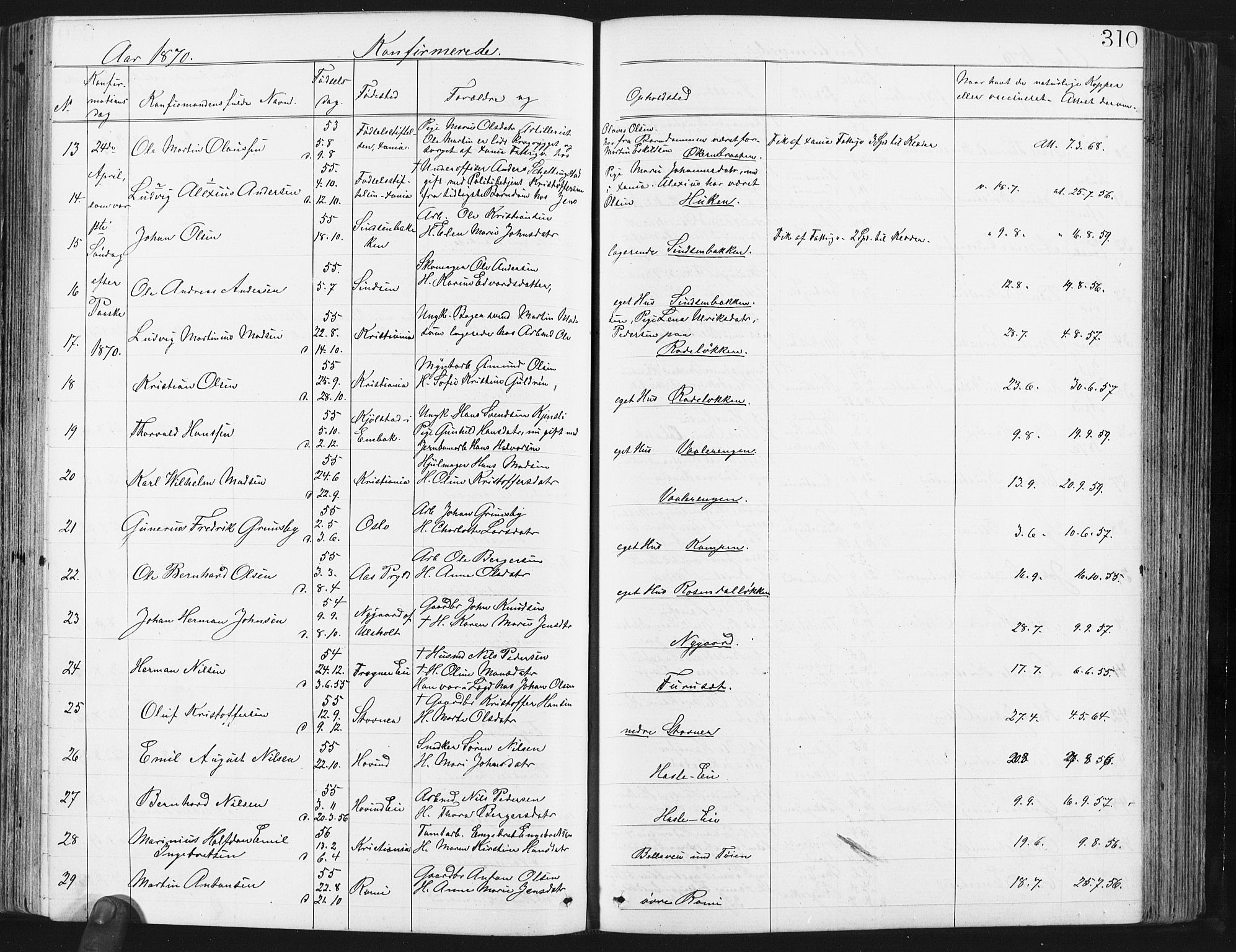 Østre Aker prestekontor Kirkebøker, AV/SAO-A-10840/G/Ga/L0003: Klokkerbok nr. I 3, 1868-1913, s. 310