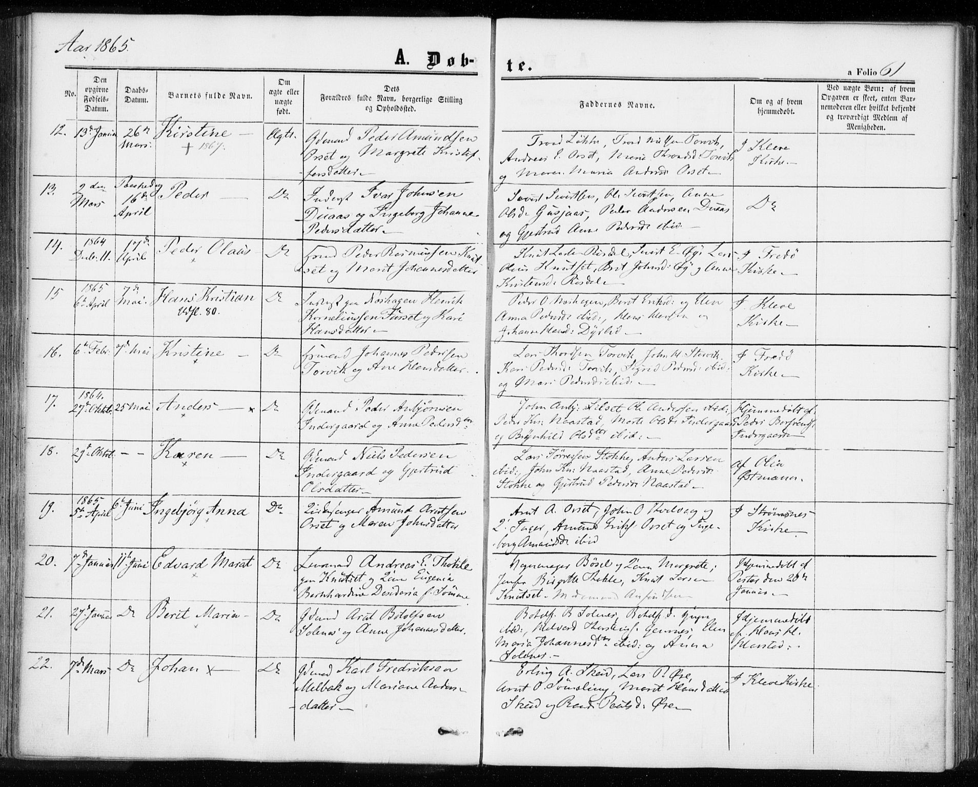 Ministerialprotokoller, klokkerbøker og fødselsregistre - Møre og Romsdal, AV/SAT-A-1454/584/L0965: Ministerialbok nr. 584A05, 1857-1868, s. 61