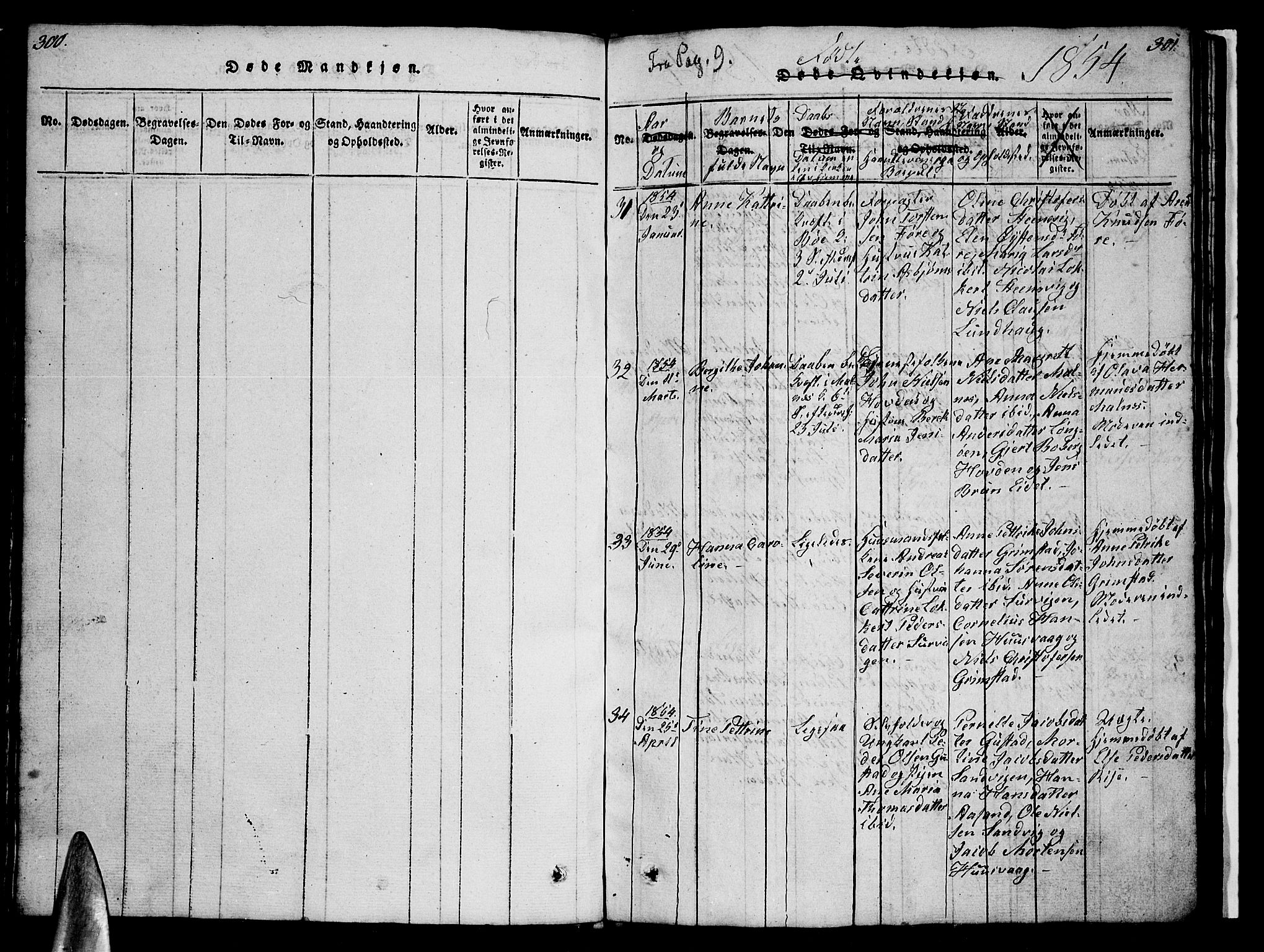 Ministerialprotokoller, klokkerbøker og fødselsregistre - Nordland, AV/SAT-A-1459/891/L1312: Klokkerbok nr. 891C01, 1820-1856, s. 300-301