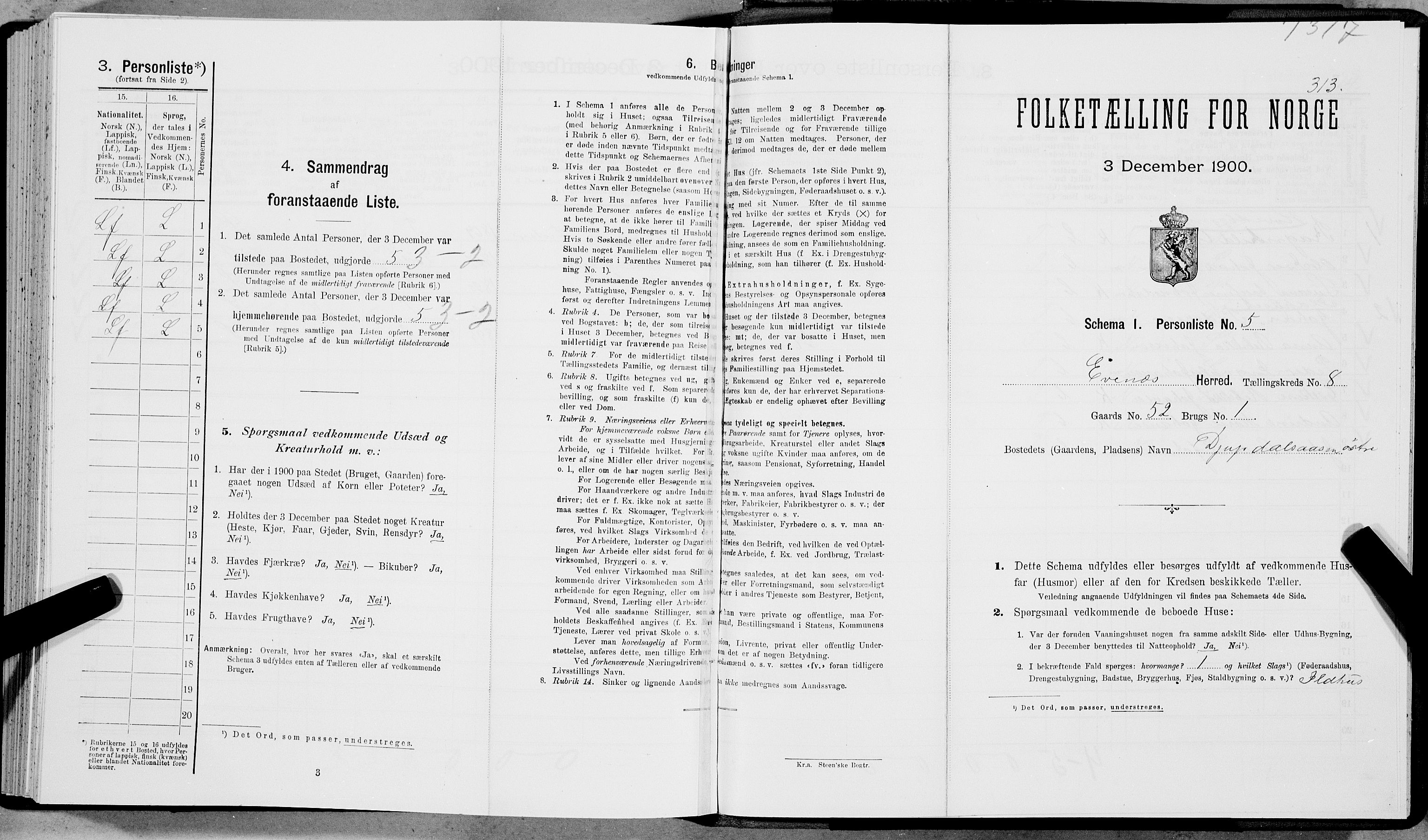 SAT, Folketelling 1900 for 1853 Evenes herred, 1900, s. 659