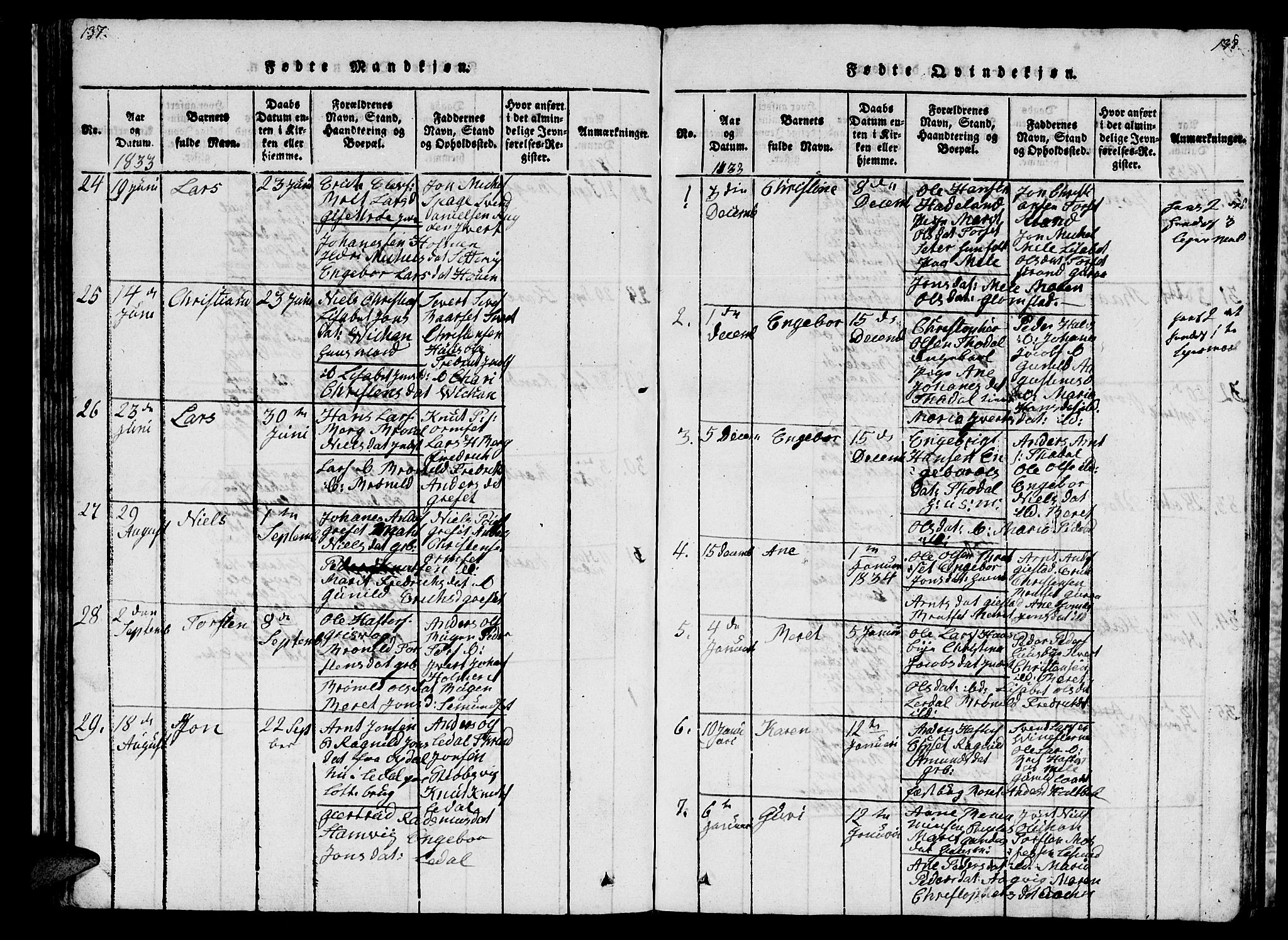 Ministerialprotokoller, klokkerbøker og fødselsregistre - Møre og Romsdal, AV/SAT-A-1454/578/L0908: Klokkerbok nr. 578C01, 1819-1837, s. 137-138