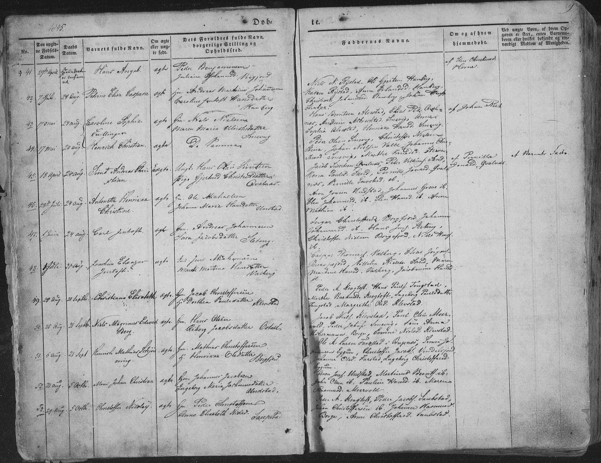 Ministerialprotokoller, klokkerbøker og fødselsregistre - Nordland, AV/SAT-A-1459/880/L1131: Ministerialbok nr. 880A05, 1844-1868, s. 9