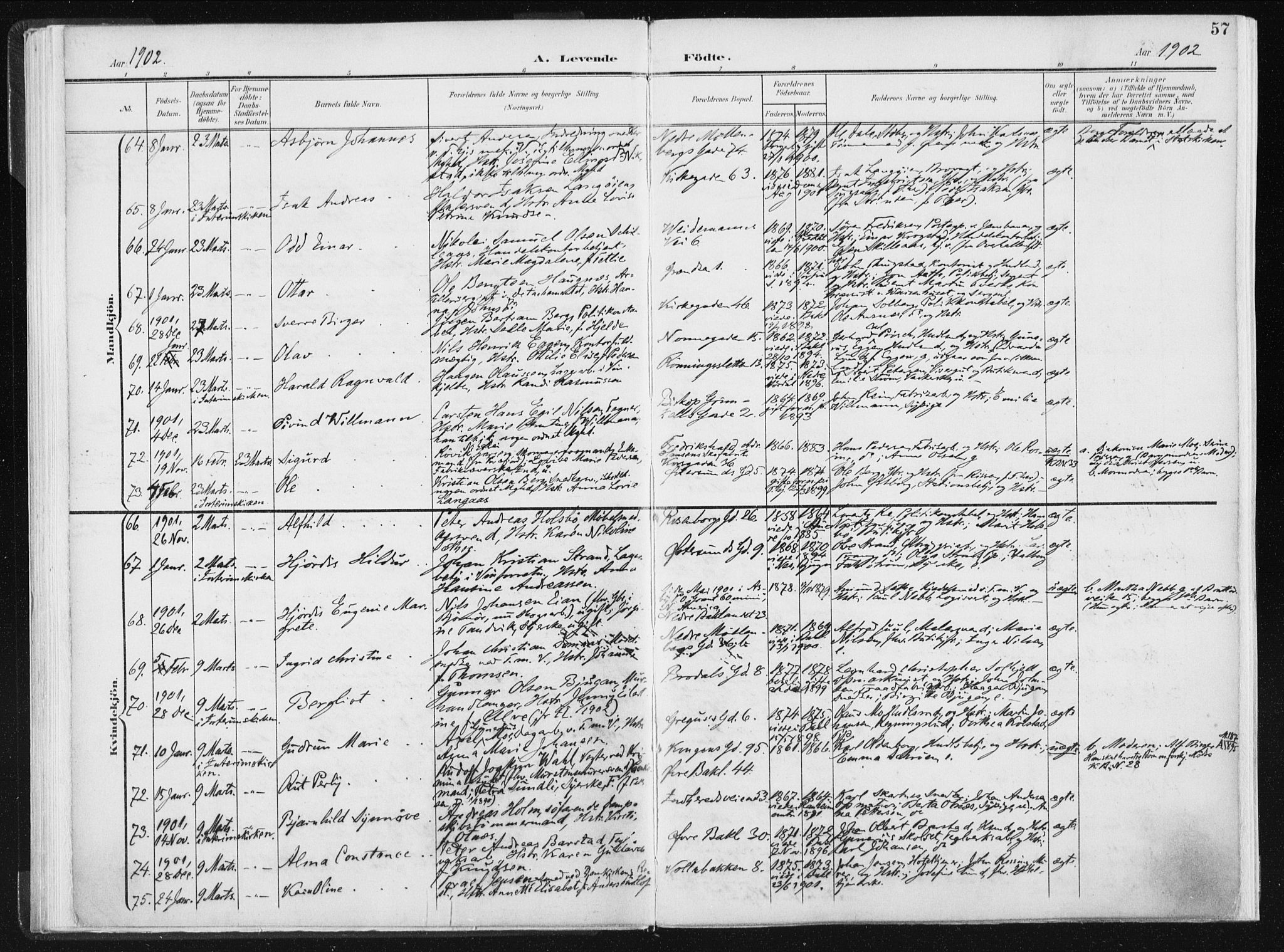 Ministerialprotokoller, klokkerbøker og fødselsregistre - Sør-Trøndelag, SAT/A-1456/604/L0199: Ministerialbok nr. 604A20I, 1901-1906, s. 57