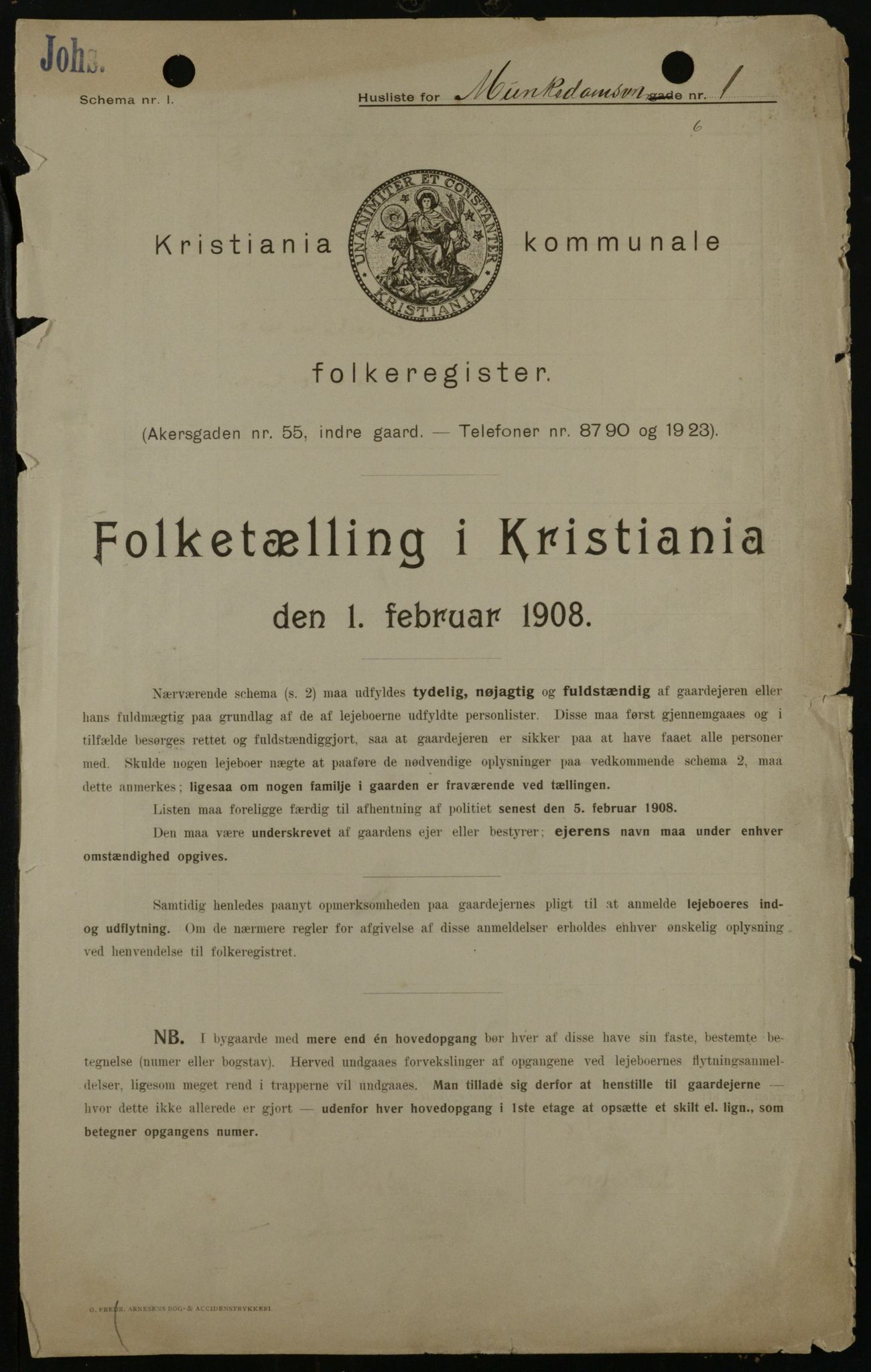 OBA, Kommunal folketelling 1.2.1908 for Kristiania kjøpstad, 1908, s. 59774