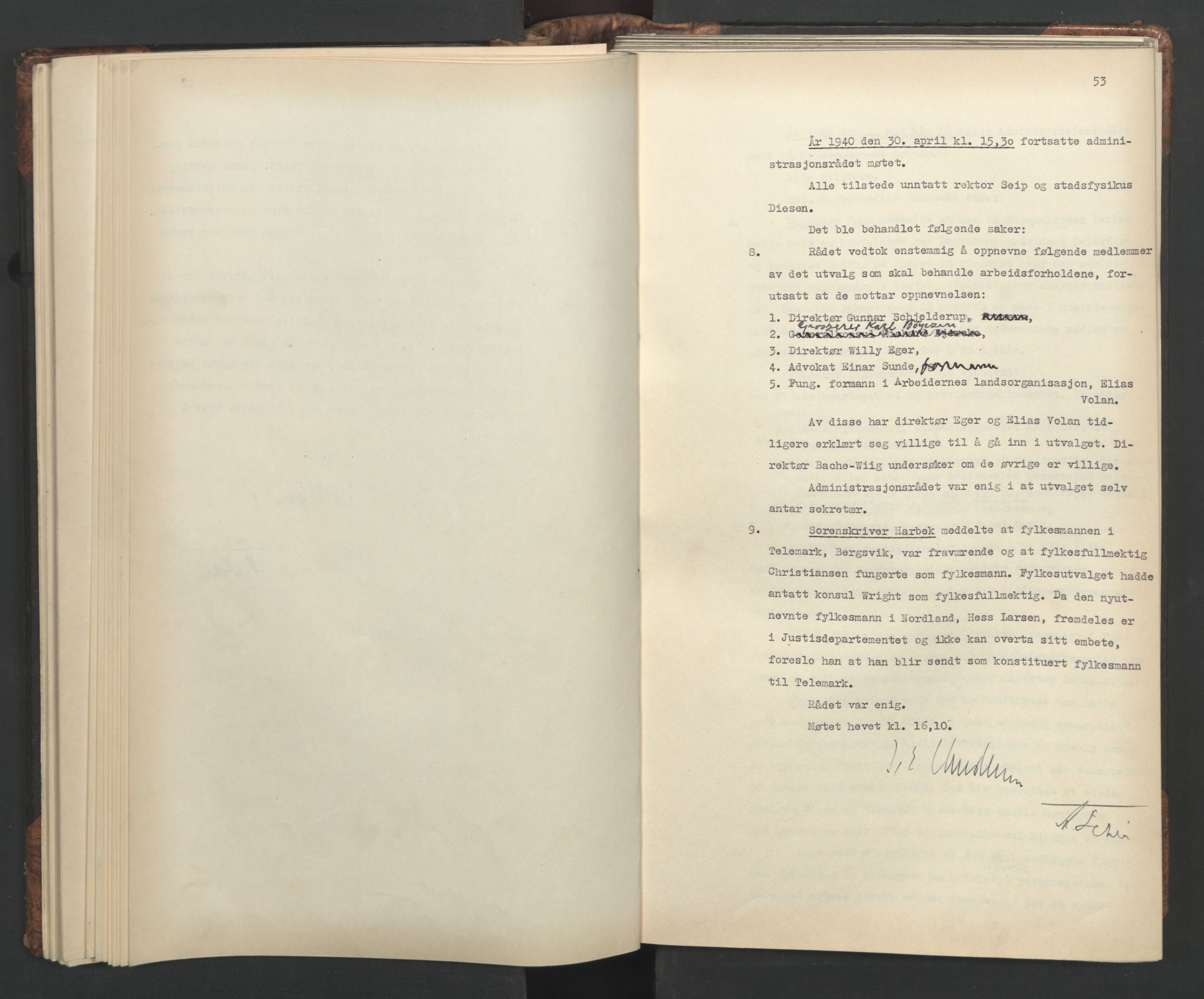 Administrasjonsrådet, AV/RA-S-1004/A/L0001: Møteprotokoll med tillegg 15/4-25/9, 1940, s. 53