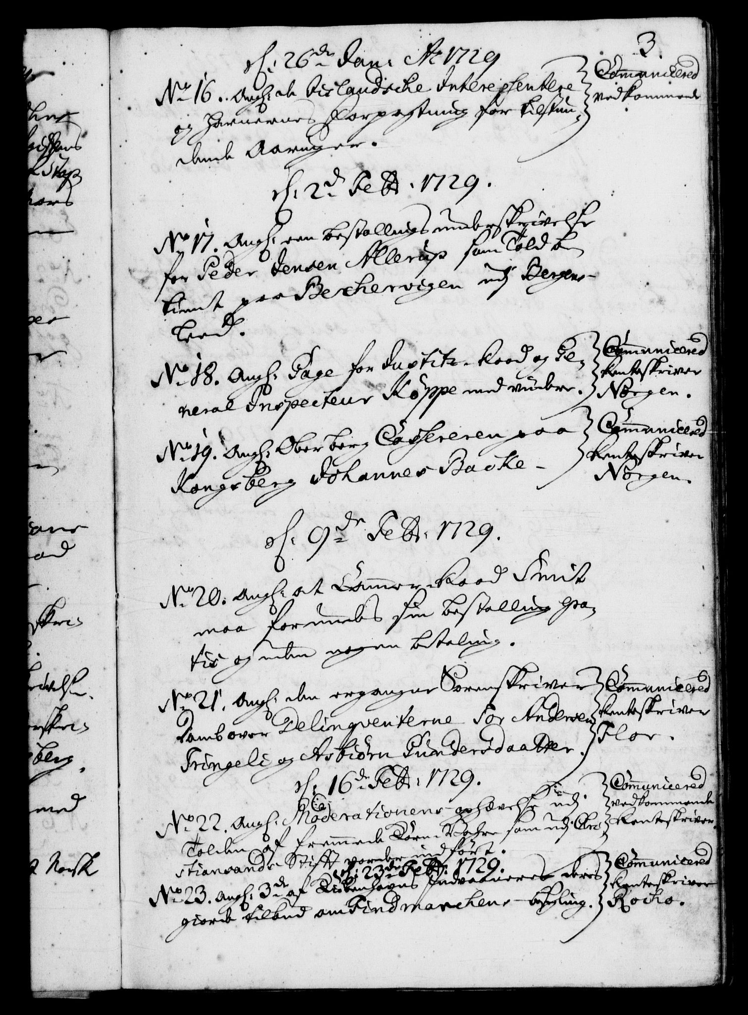 Rentekammeret, Kammerkanselliet, RA/EA-3111/G/Gf/Gfb/L0003: Register til norske relasjons- og resolusjonsprotokoller (merket RK 52.98), 1729-1736, s. 3