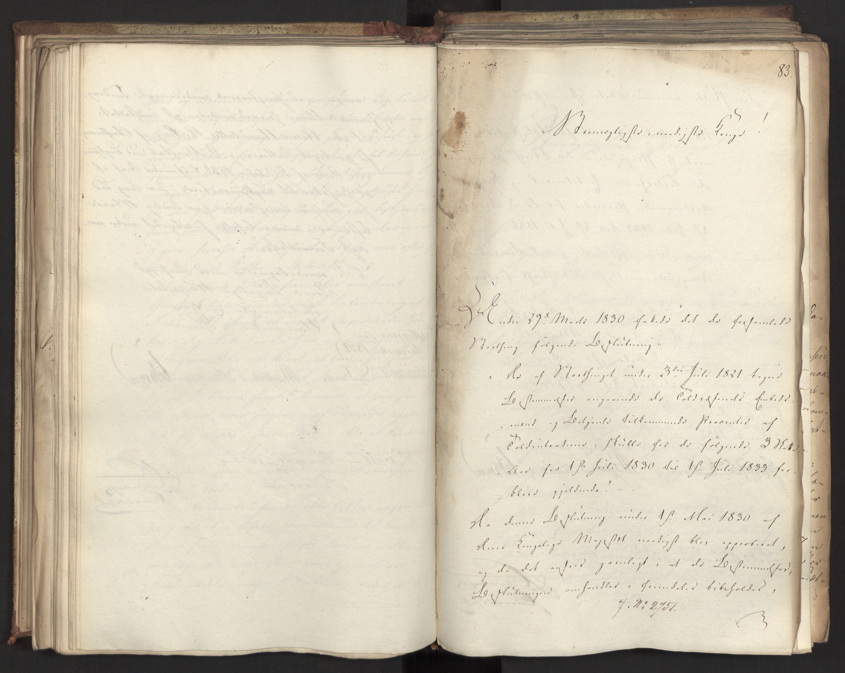 Statsrådsavdelingen i Stockholm, AV/RA-S-1003/D/Da/L0081: Regjeringsinnstillinger nr. 2700-2857, 1832, s. 181