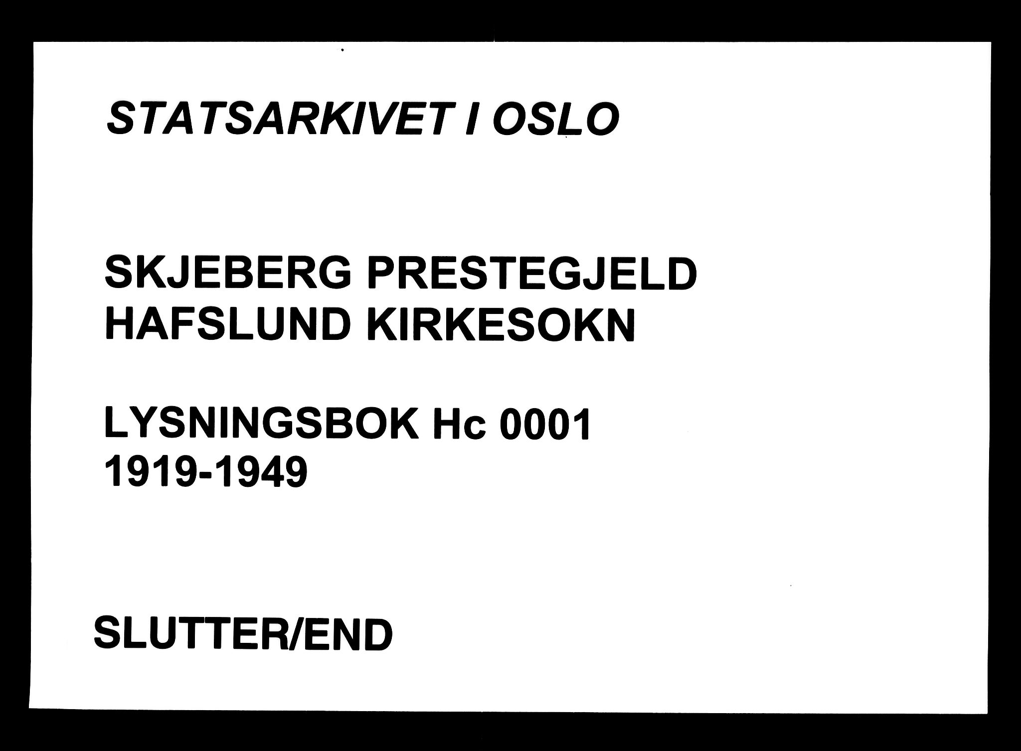 Skjeberg prestekontor Kirkebøker, SAO/A-10923/H/Hc/L0001: Lysningsprotokoll nr. III 1, 1919-1949