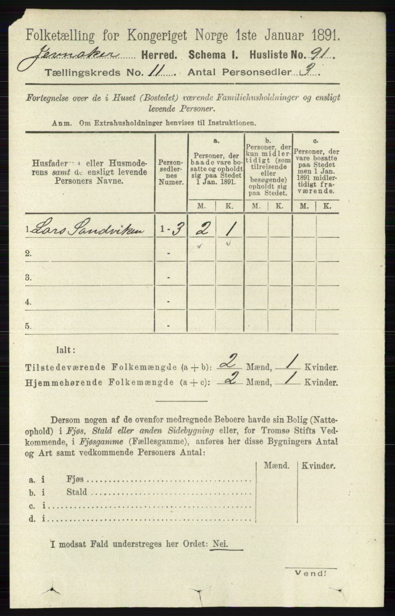 RA, Folketelling 1891 for 0532 Jevnaker herred, 1891, s. 6895