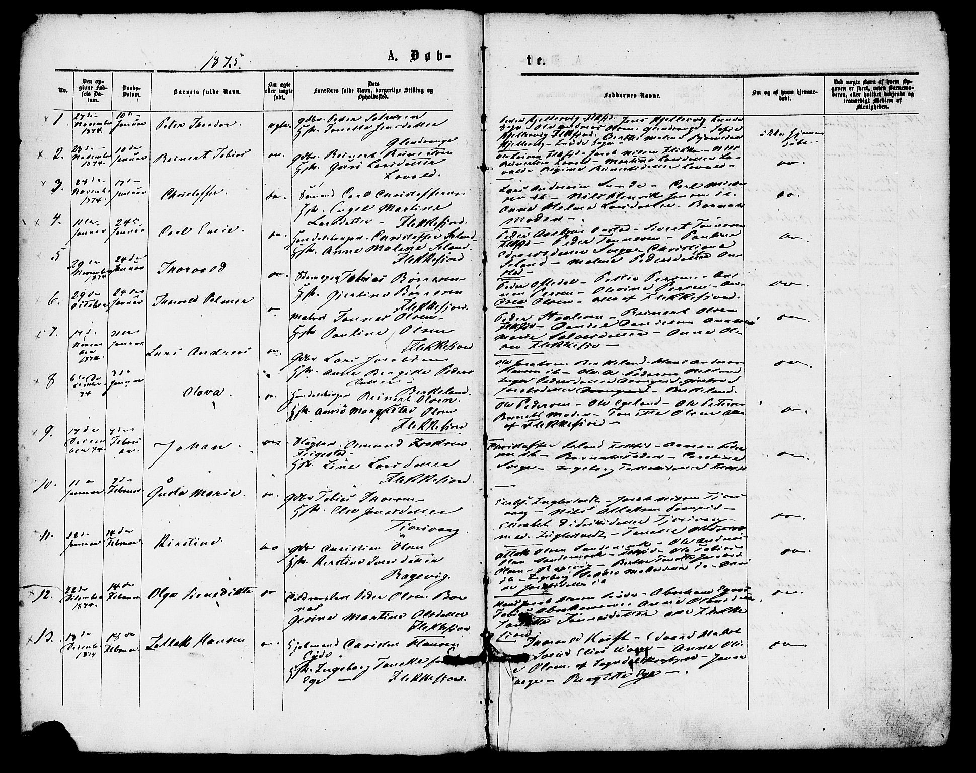 Flekkefjord sokneprestkontor, AV/SAK-1111-0012/F/Fa/Fac/L0007: Ministerialbok nr. A 7, 1875-1885, s. 1