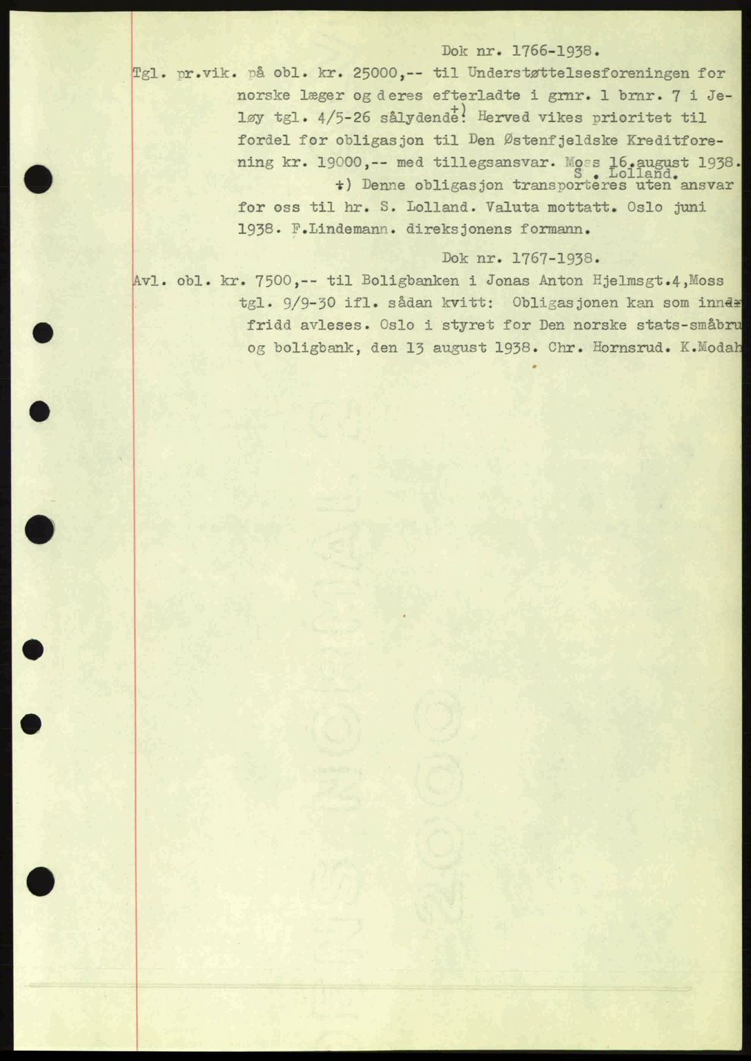 Moss sorenskriveri, SAO/A-10168: Pantebok nr. B6, 1938-1938, Dagboknr: 1766/1938