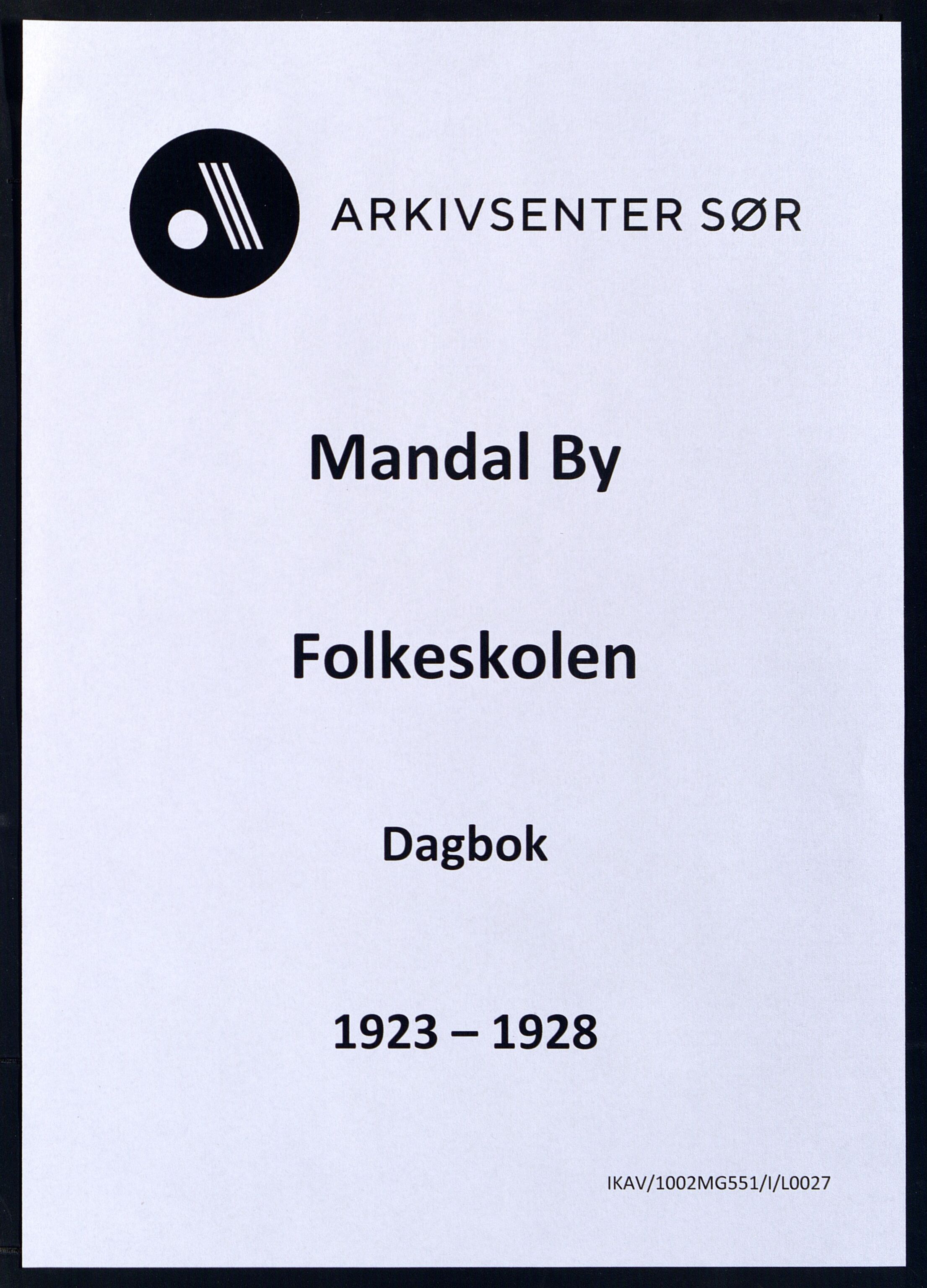 Mandal By - Mandal Allmueskole/Folkeskole/Skole, ARKSOR/1002MG551/I/L0027: Dagbok, 1923-1928