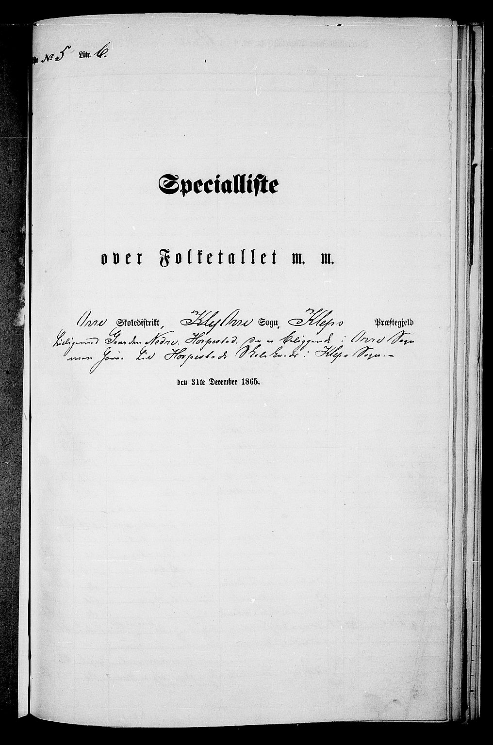 RA, Folketelling 1865 for 1120P Klepp prestegjeld, 1865, s. 70