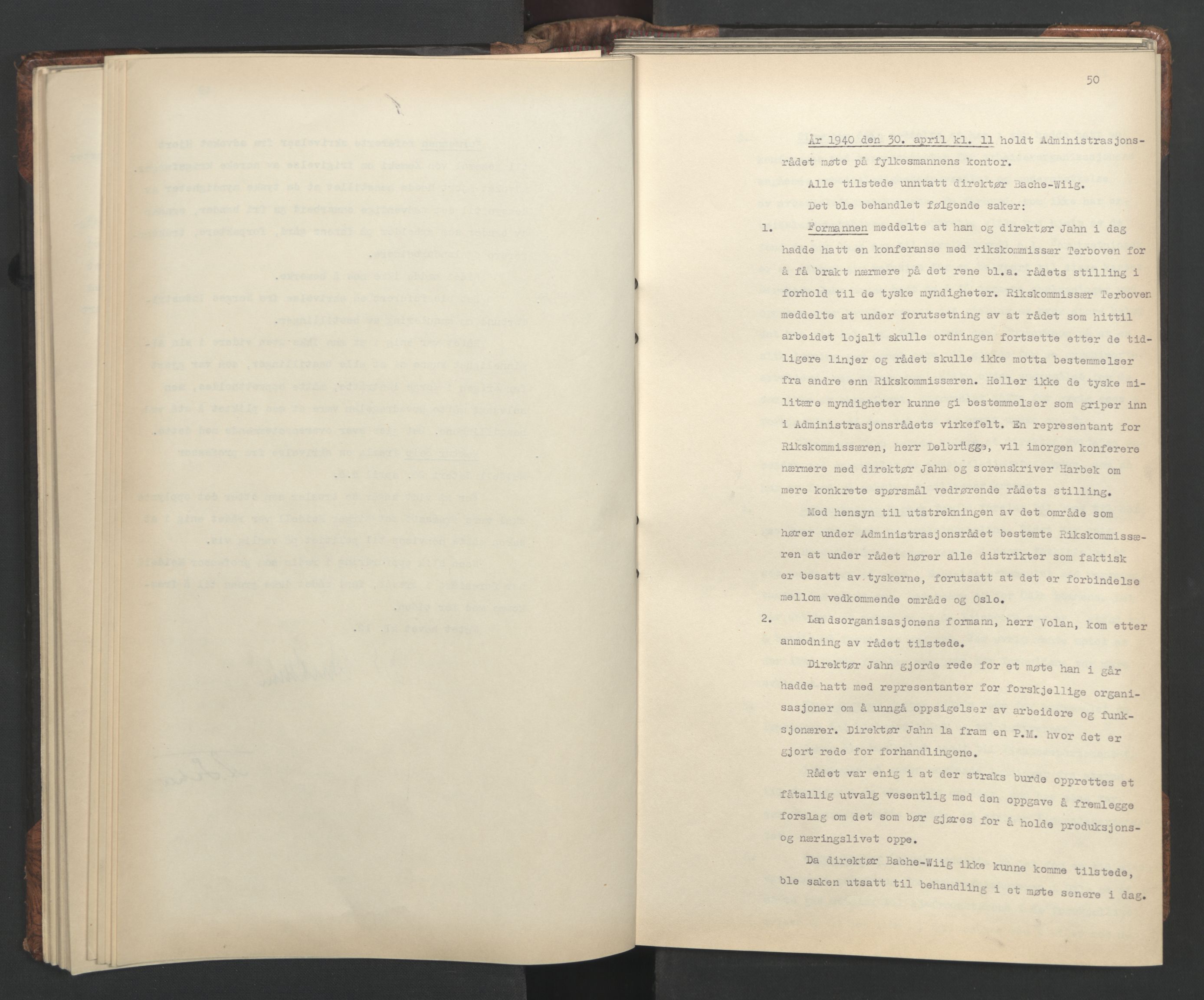 Administrasjonsrådet, AV/RA-S-1004/A/L0001: Møteprotokoll med tillegg 15/4-25/9, 1940, s. 50
