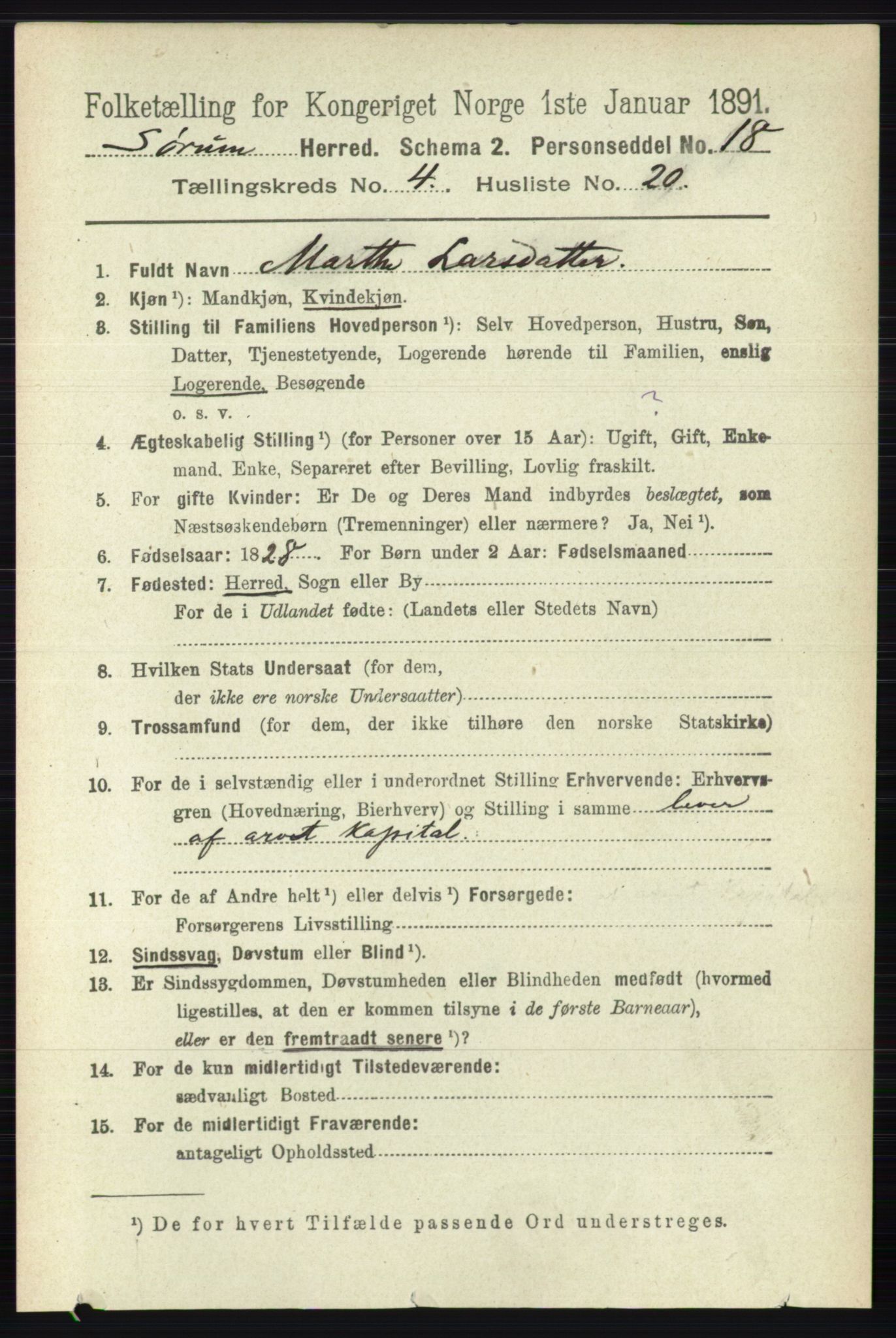 RA, Folketelling 1891 for 0226 Sørum herred, 1891, s. 2023