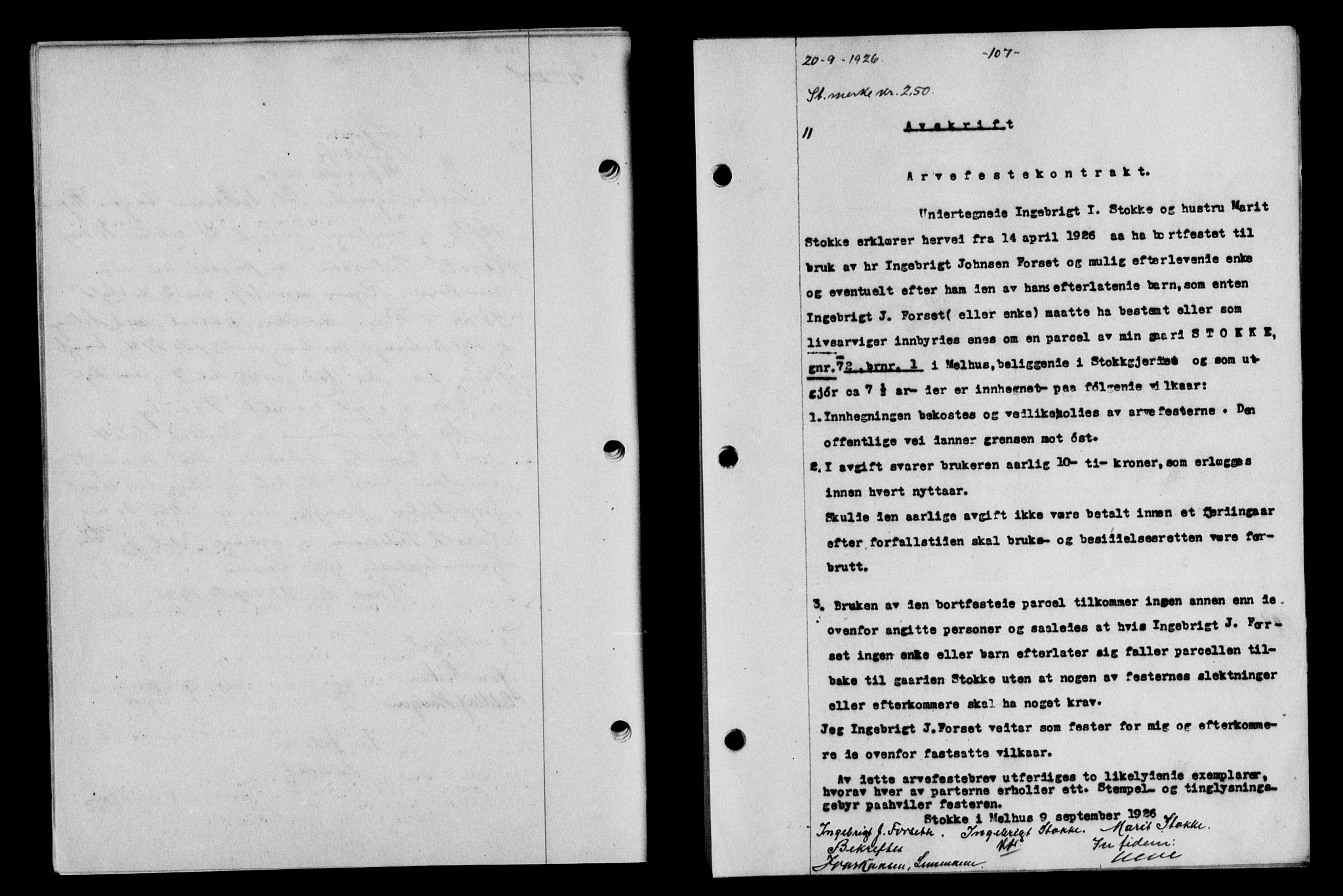 Gauldal sorenskriveri, SAT/A-0014/1/2/2C/L0035: Pantebok nr. 36, 1926-1927, s. 107, Tingl.dato: 20.09.1926