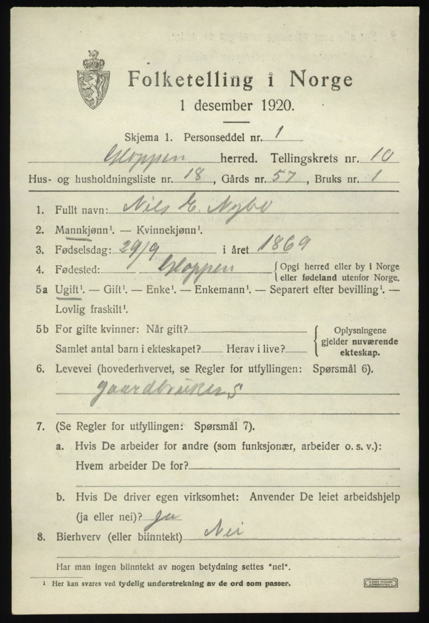 SAB, Folketelling 1920 for 1445 Gloppen herred, 1920, s. 5424