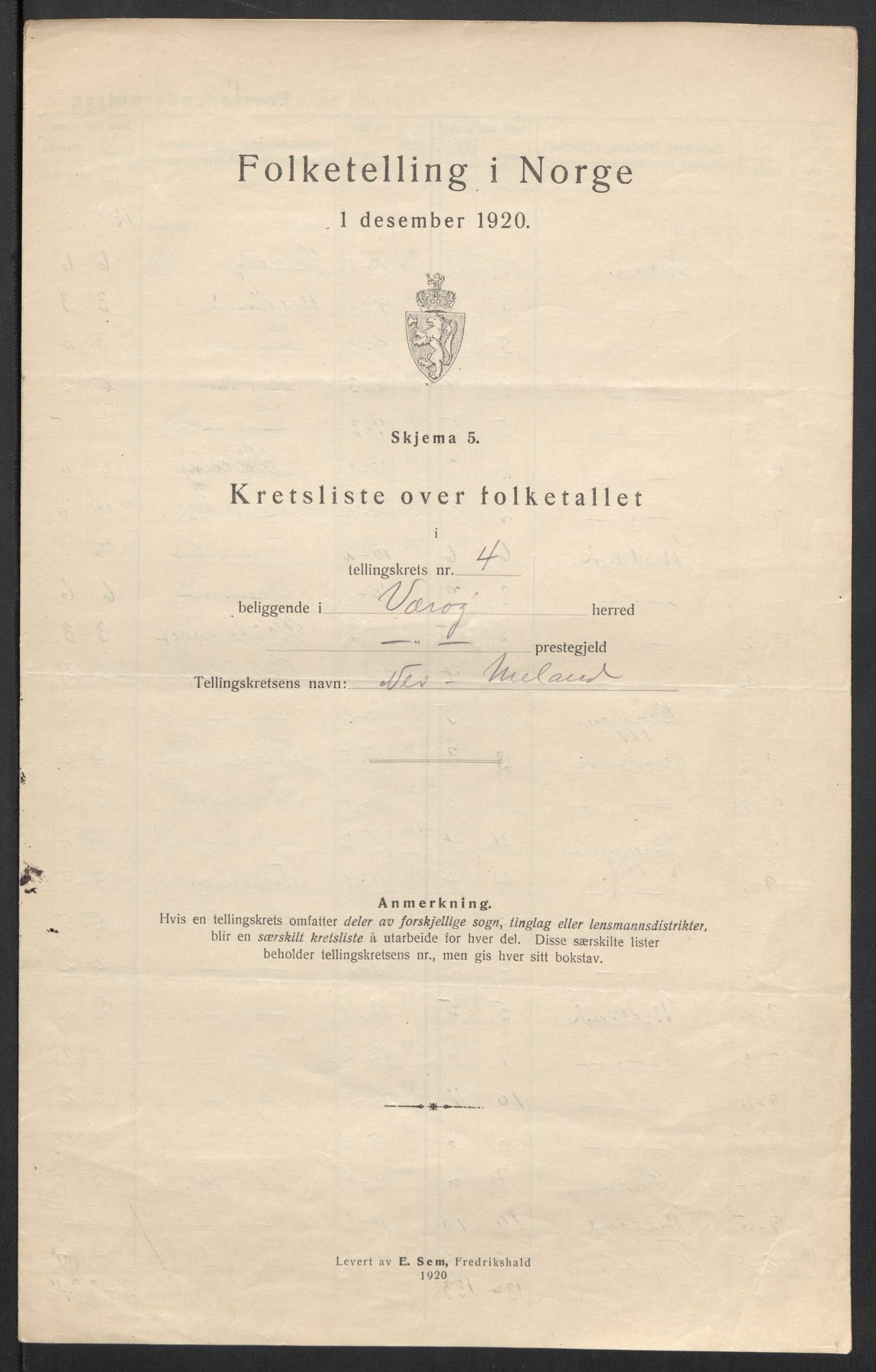 SAT, Folketelling 1920 for 1857 Værøy herred, 1920, s. 18