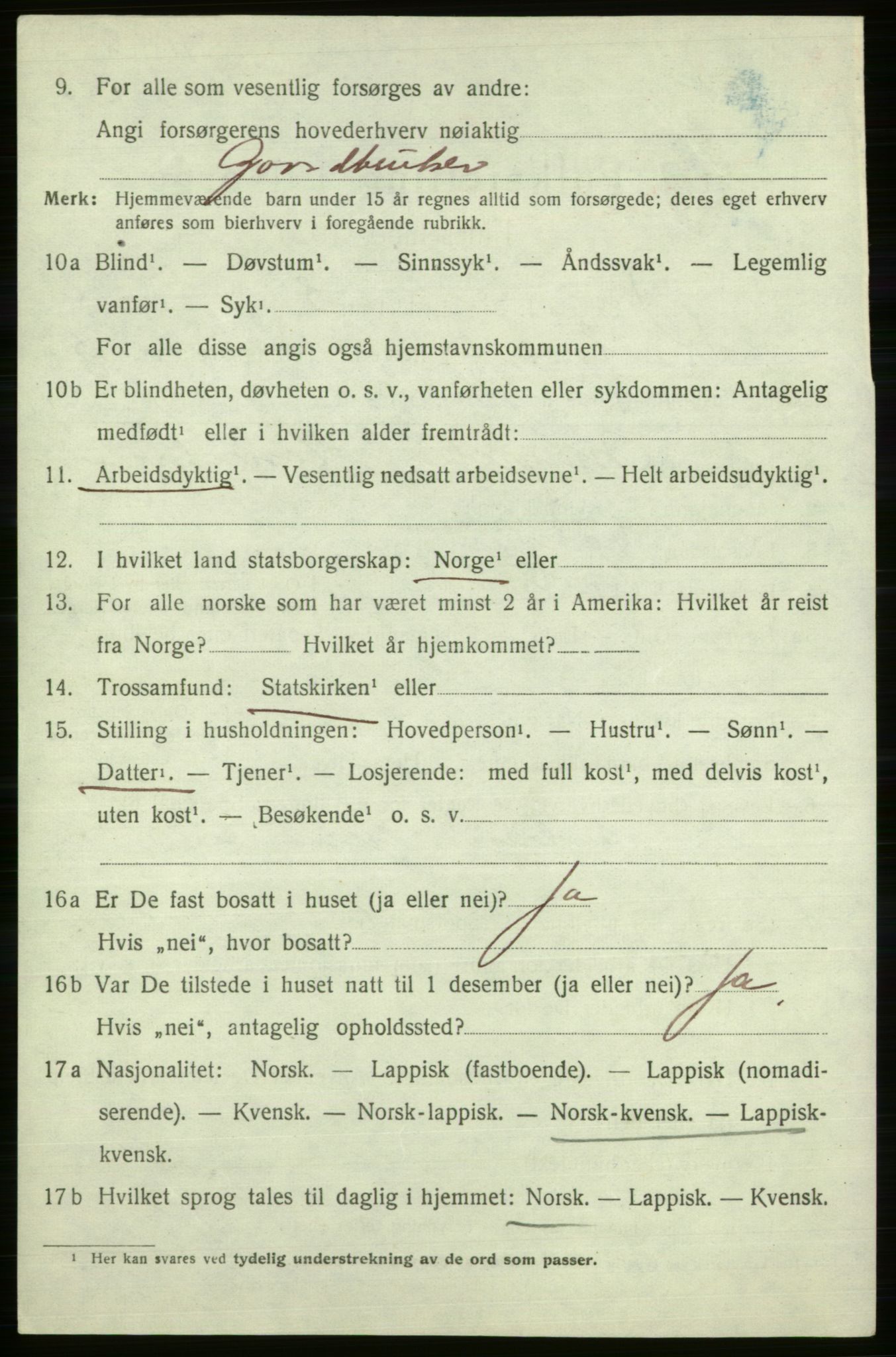 SATØ, Folketelling 1920 for 2020 Kistrand herred, 1920, s. 3581